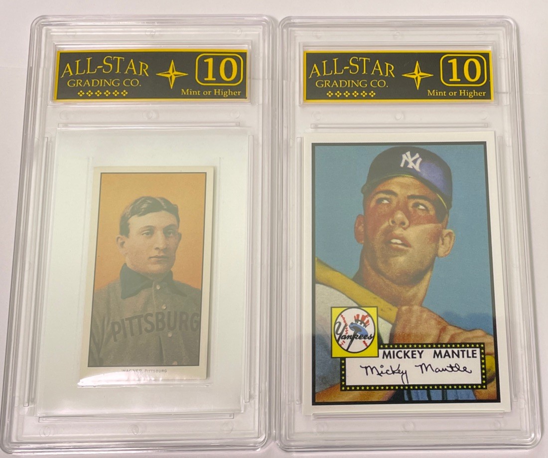 Honus Wagner 1909 T206  Licensed REPRINT (1995)+ 52T MANTLE GRADED ASG 10 MINT#8