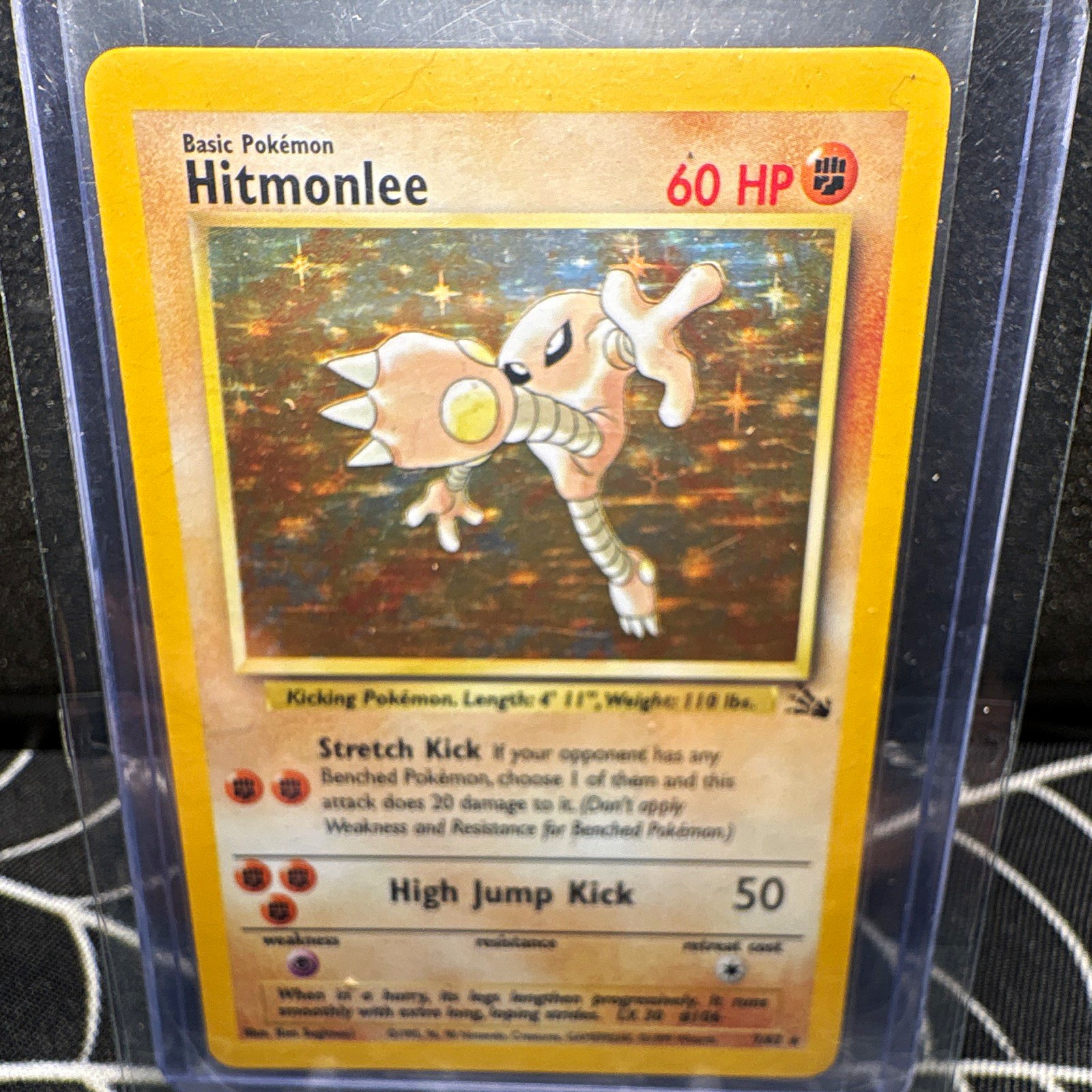 Pokémon WOTC Hitmonlee 7/62 Fossil Unlimited Holo Rare 1999 English 60HP Pokémon WOTC Hitmonlee 7/62 Fossil Unlimited Holo Rare 1999 English 60HP