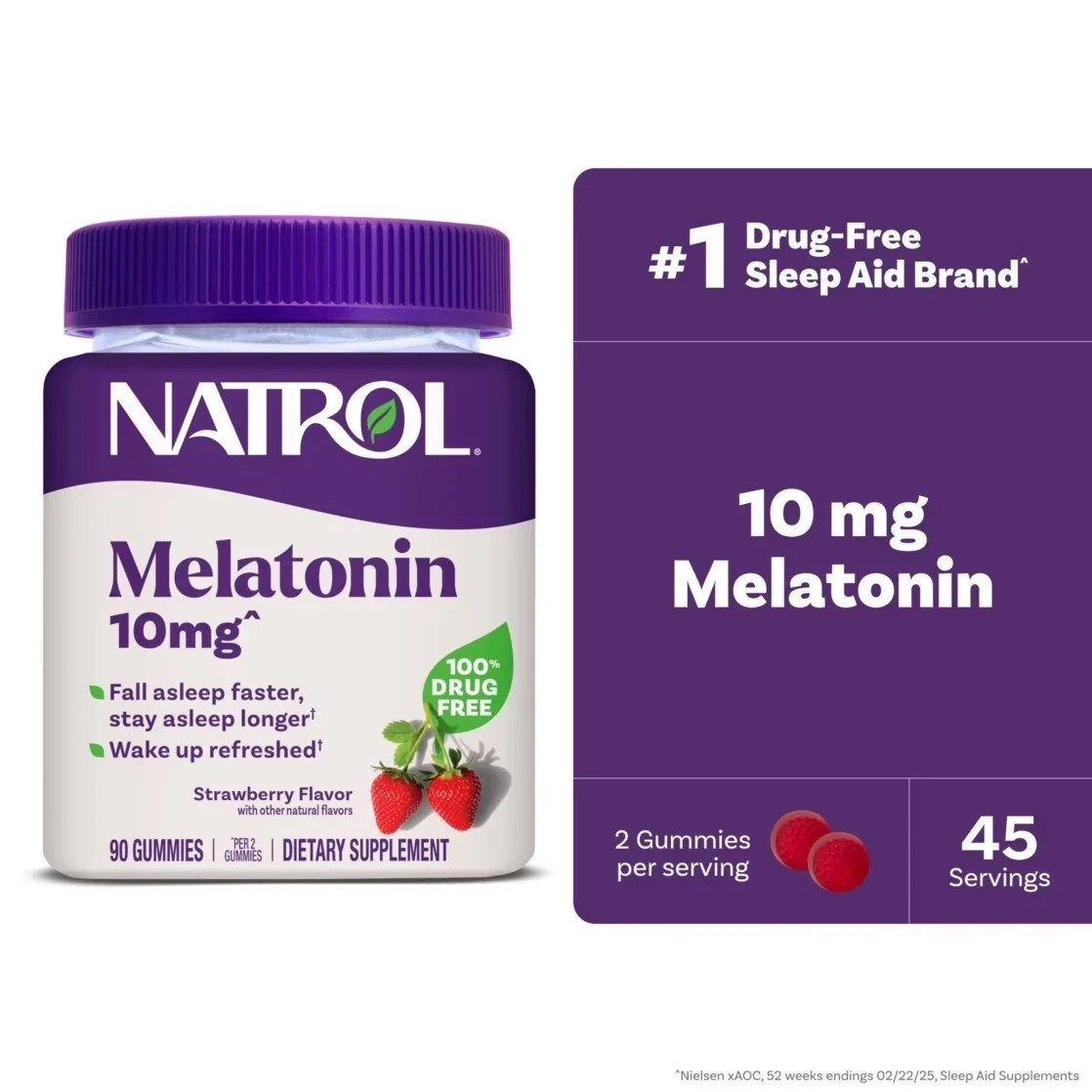 Natrol® Melatonin Gummies, Sleep Support for Adults, Strawberry Flavor, 10mg, 90 Natrol® Melatonin Gummies, Sleep Support for Adults, Strawberry Flavor, 10mg, 90