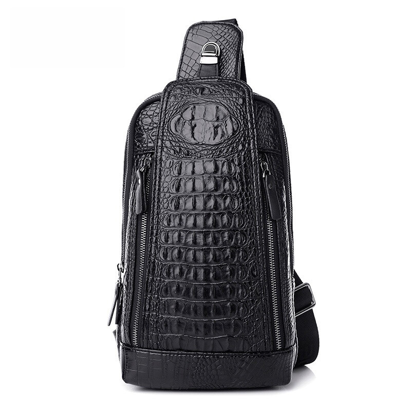 Men Luxury Crocodile Pattern Sling Bag Chest Shoulder Daypack Crossbody Bag Gift