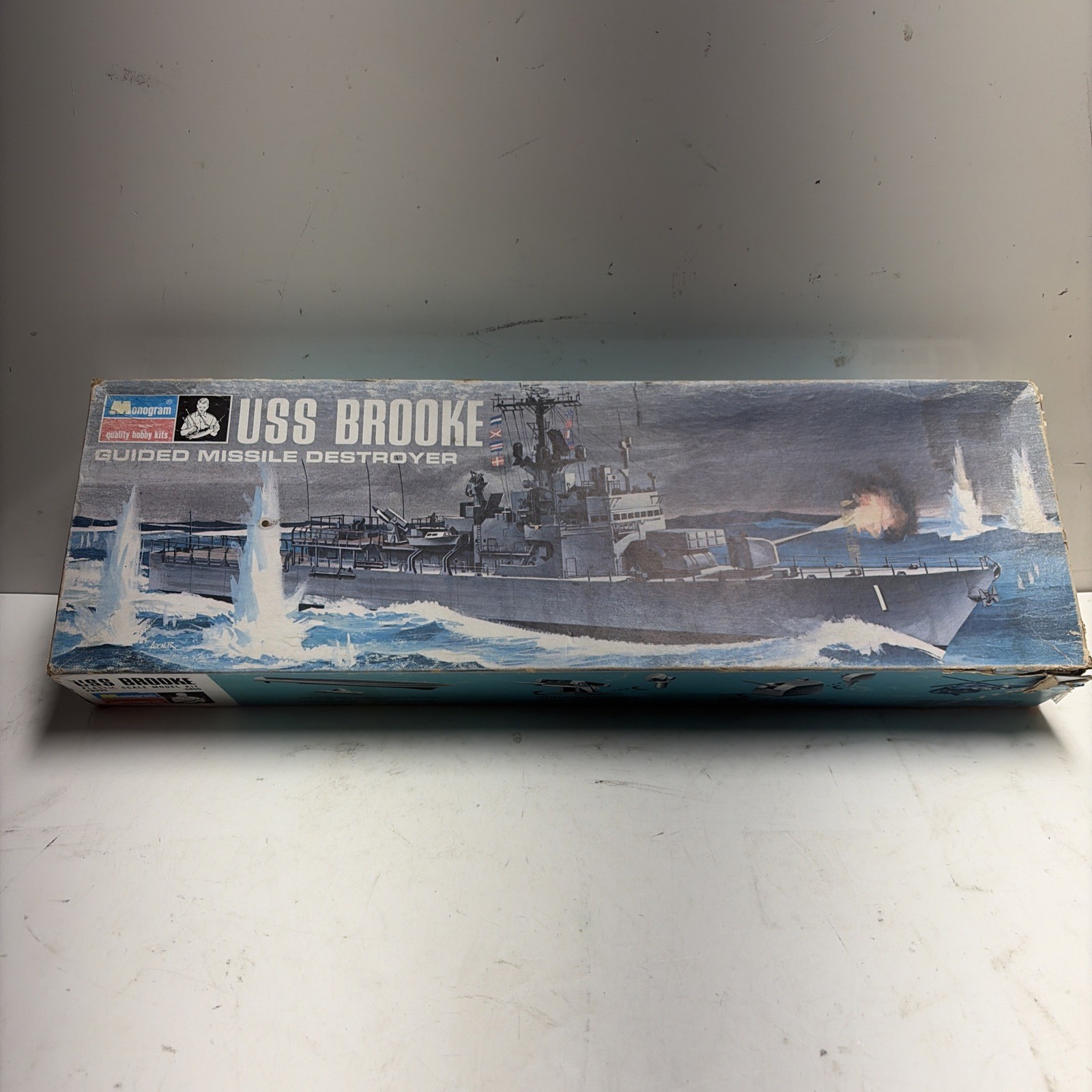 MONOGRAM USS BROOKE MISSILE DESTROYER SCALE MODEL KIT 6855 VINTAGE OPEN BOX MONOGRAM USS BROOKE MISSILE DESTROYER SCALE MODEL KIT 6855 VINTAGE OPEN BOX
