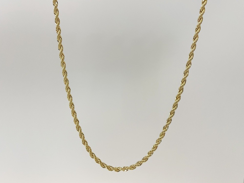 10K Yellow Gold SOLID Rope Chain Necklace Diamond Cut Real Gold 3mm 22inch
