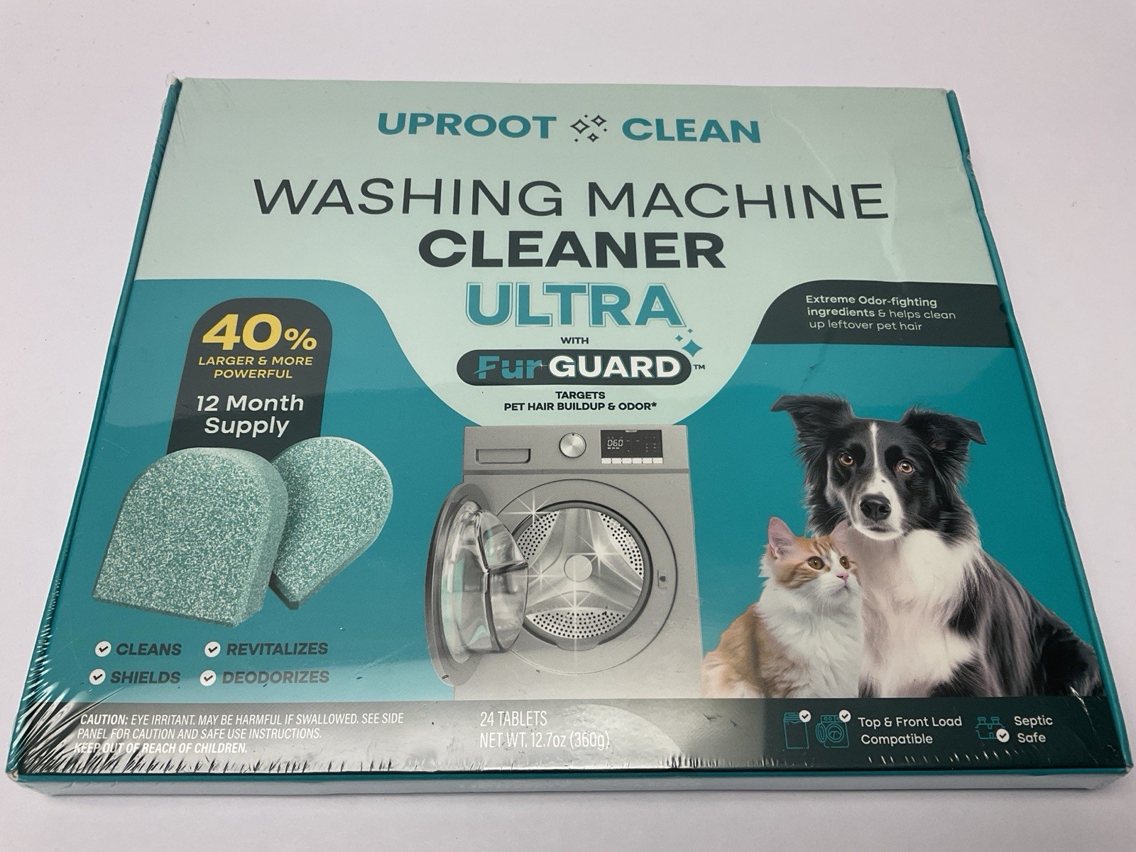 NIB Uproot Clean Washing Machine Cleaner ULTRA w/ Fur Guard 24 Larger Tablets