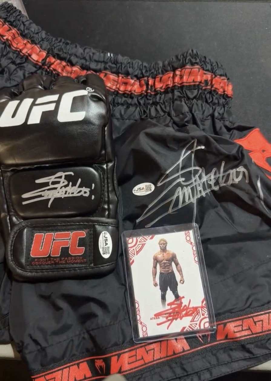 Ateba Gautier Signed Set Venum Shorts + UFC Glove + Auto Card “THE STORM”