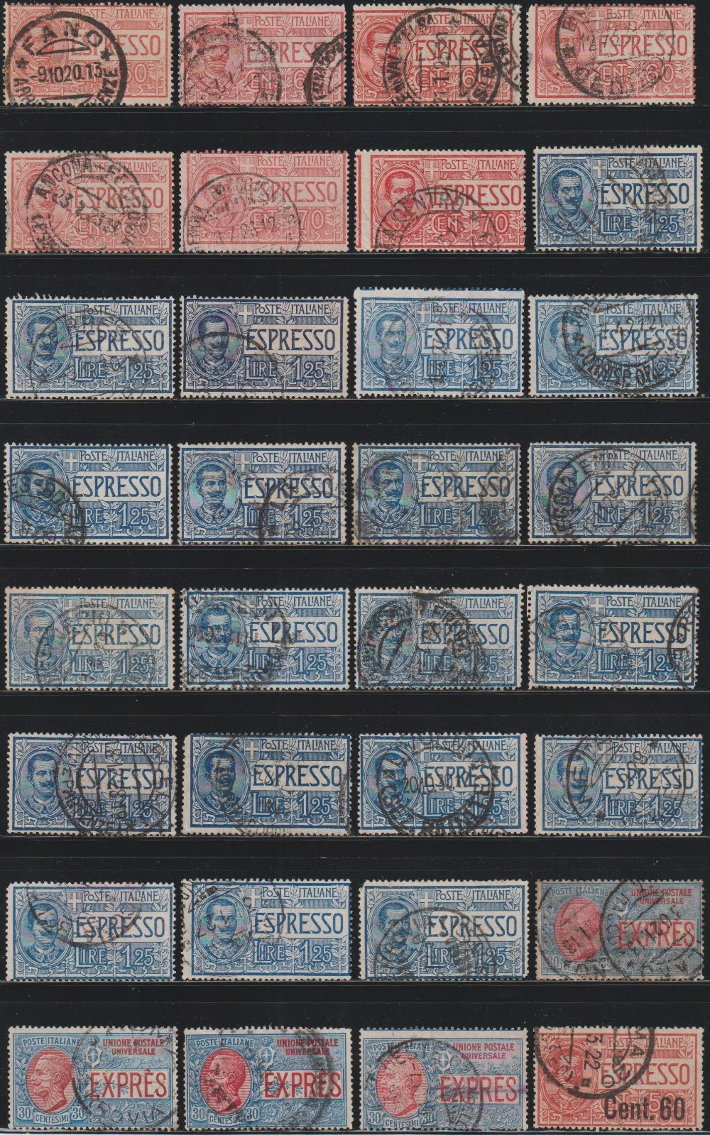 Italy Special Delivery Used Accumulation 106 Stamps E3-E25 Cancels $72.50 CV