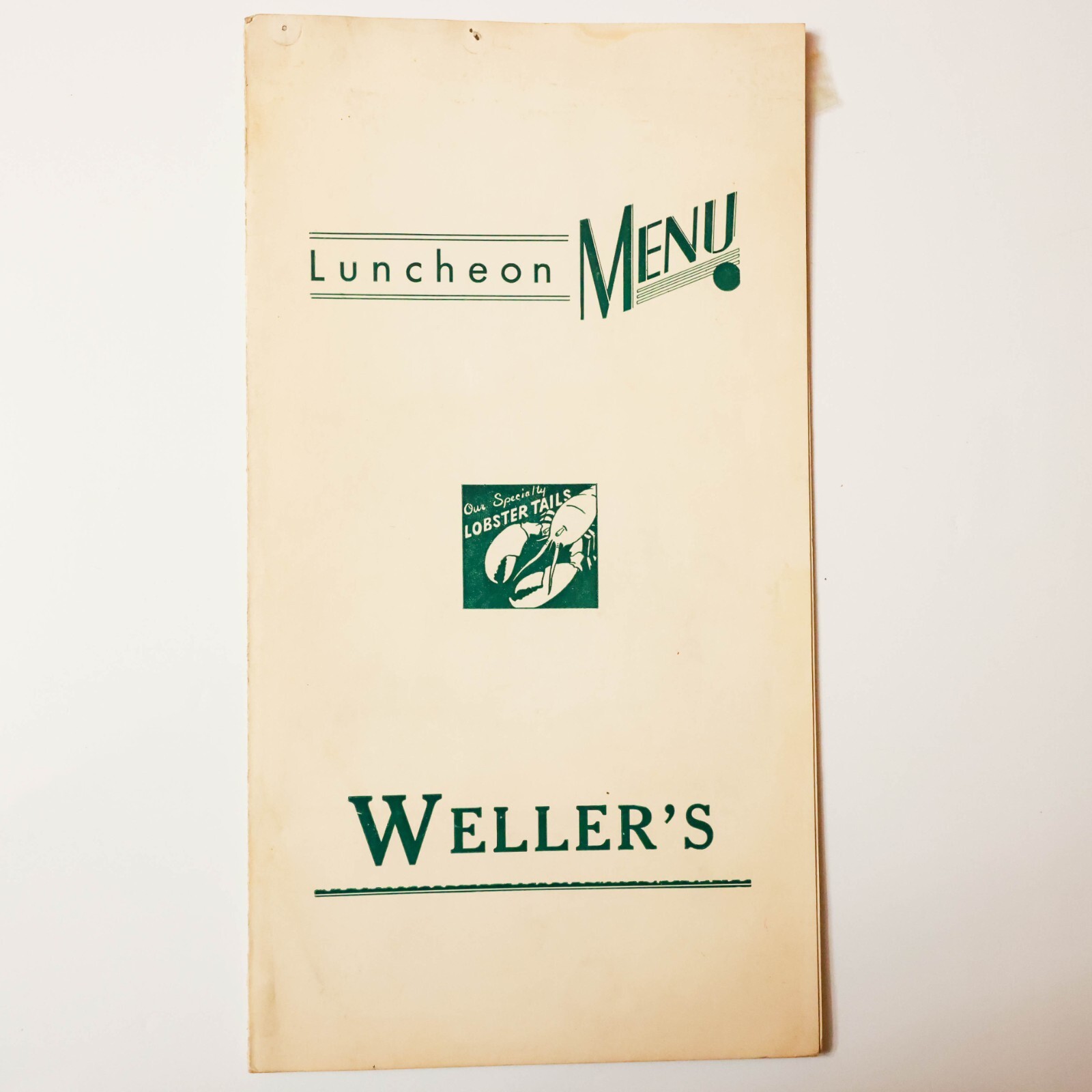 Vintage Weller's Morton Grove Restaurant Menu 1960's Rare