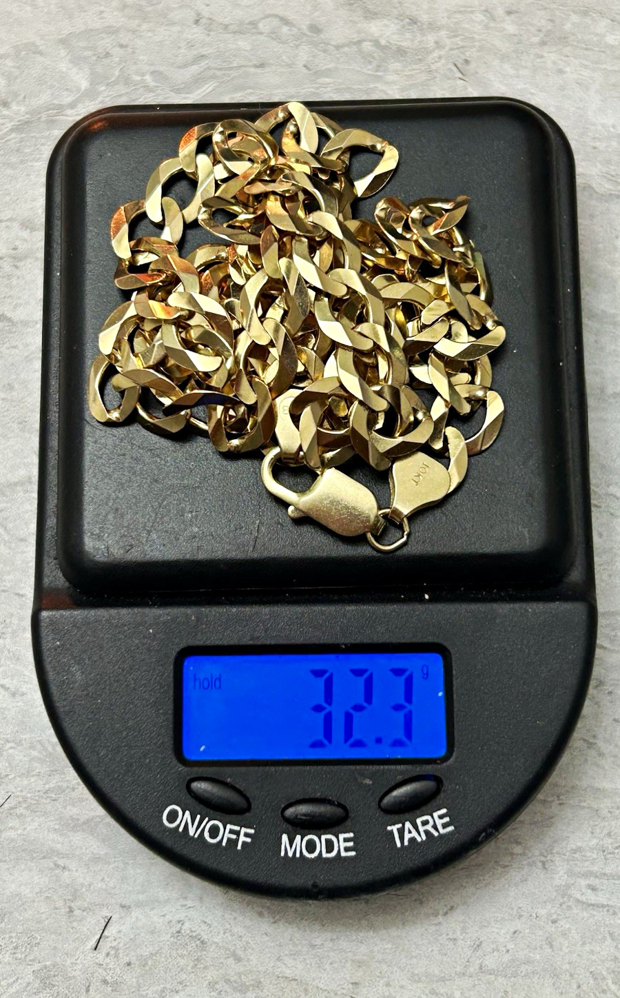 Men\'s 10k Yellow Gold Curb Link Chain Necklace.32.3 Grams 10k Gold