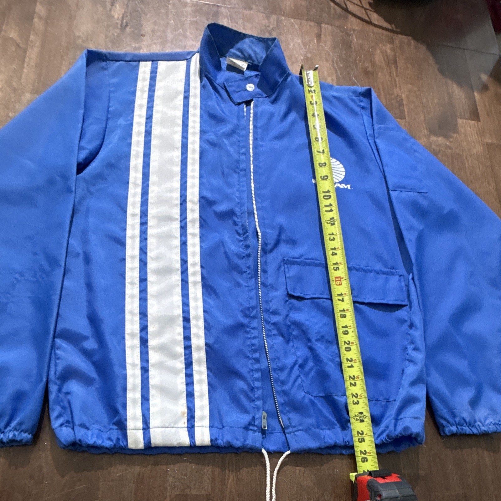 Pan Am Blue Full Zip Jacket with White Stripes & Drawstring Hem