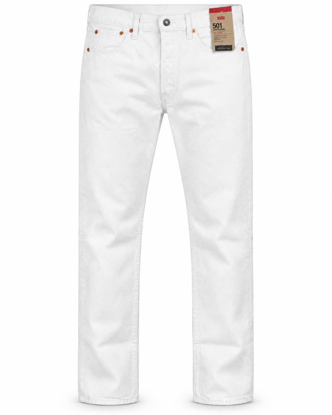 Levi's Men's 501 Original Button Fly Straight Leg Denim Soft Cotton Jeans White
