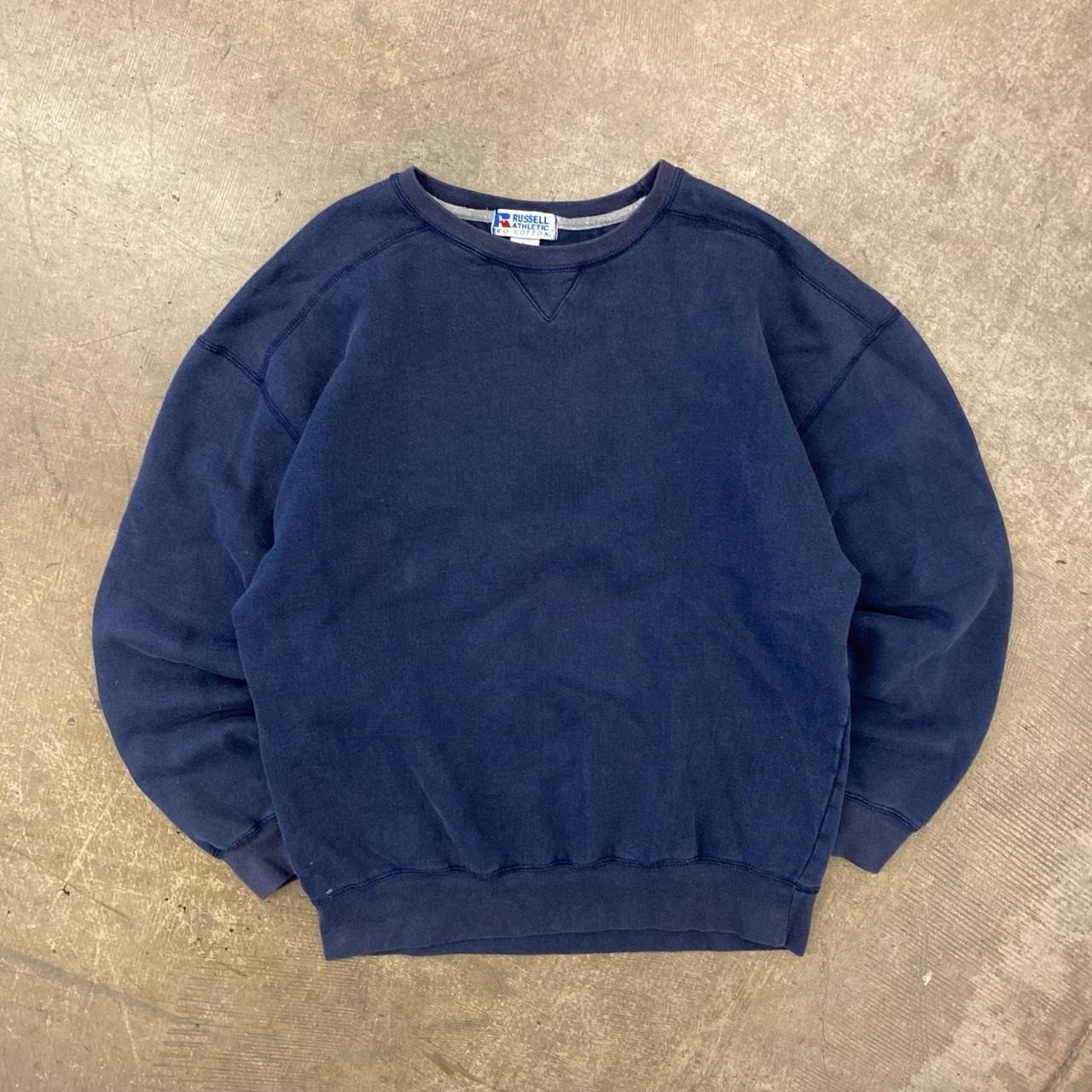 Vintage Russell Athletic Pro Cotton 90s Navy Blue Blank Sweatshirt Crewneck L