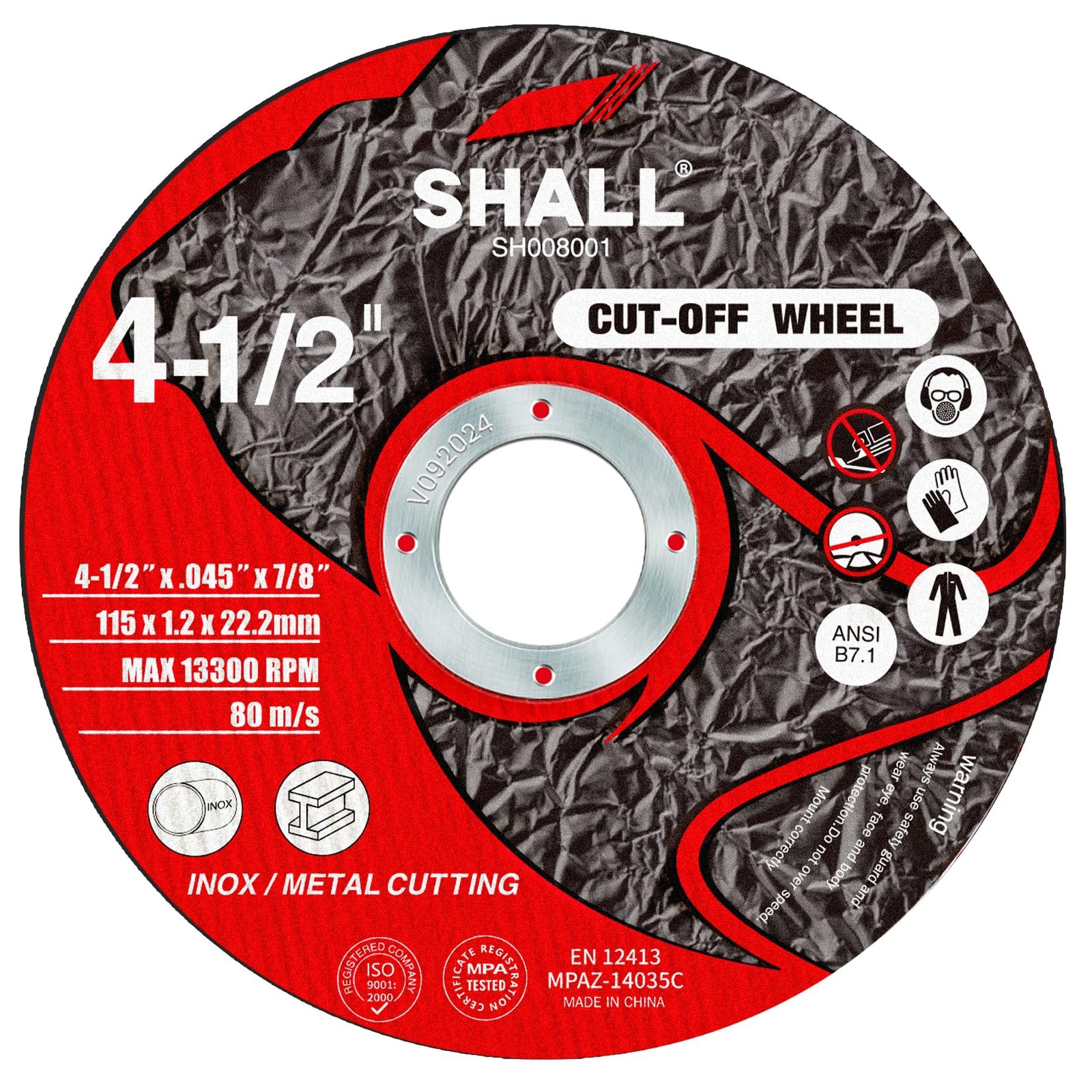 SHALL 25Pack Cut Off Wheels 4 1/2 x 7/8 Inch, Cutting Wheel with Pouch for An...