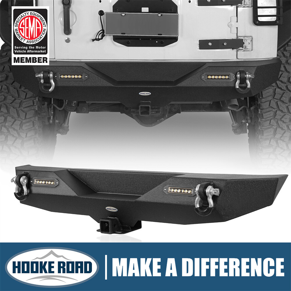Hooke Road Rear Bumper For Jeep Wrangler JK 2007-2018 w/LED Lights & D-Rings Hooke Road Rear Bumper For Jeep Wrangler JK 2007-2018 w/LED Lights & D-Rings