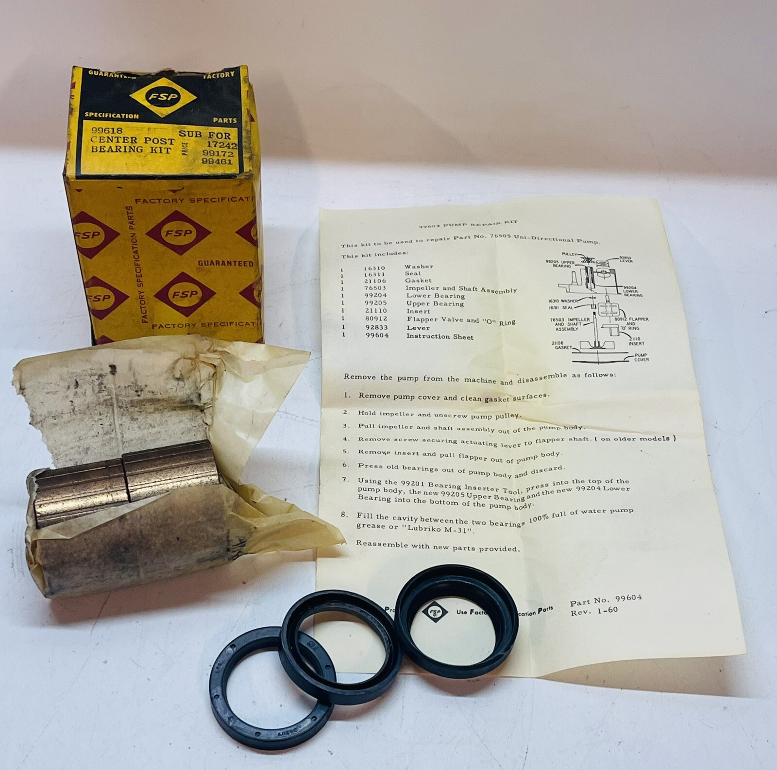 Vintage FSP Center Post Bearing Kit 99618 For 17424,99172,99461 Vintage FSP Center Post Bearing Kit 99618 For 17424,99172,99461
