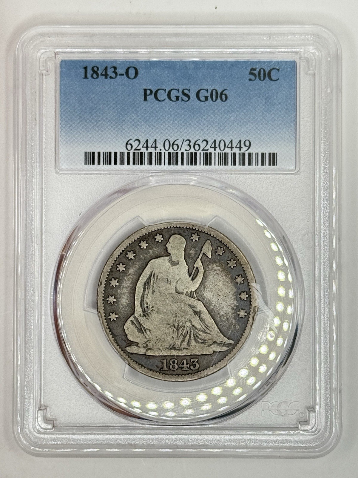 1843-O Seated Liberty Half 50c Good 6 PCGS 1843-O Seated Liberty Half 50c Good 6 PCGS