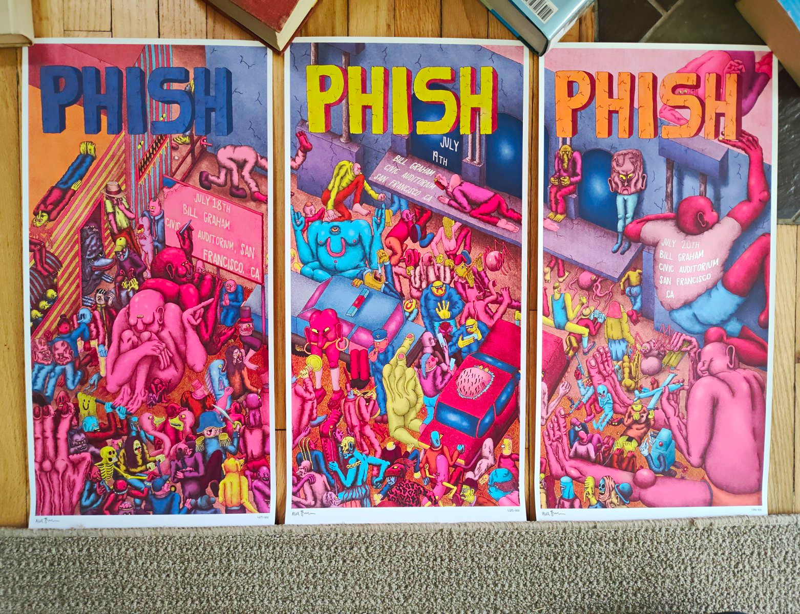 PHISH - Limited Edition Set Of 3 Posters - MATCHING # Set/850 - 2016 Bill Graham