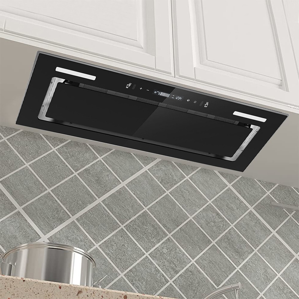30in Built-in Insert Range Hood 900CFM Tempered Glass Kitchen Vent w/LED New