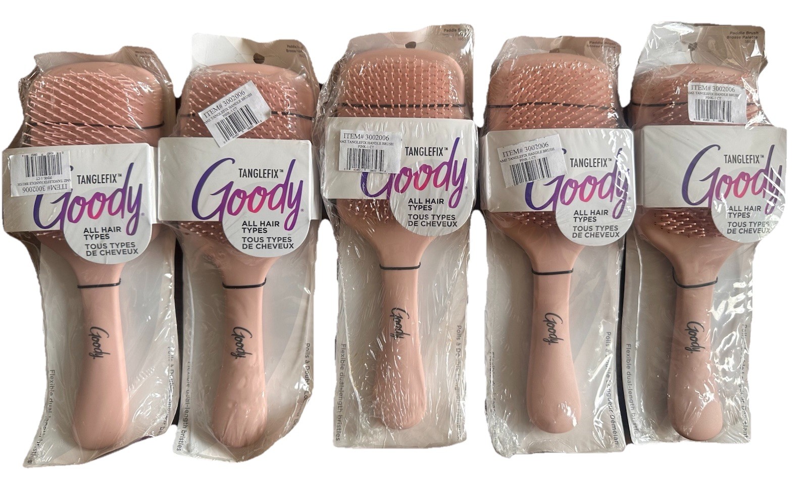 (5 Count) Goody TangleFix Detangler, Paddle Brush with Dual-Length Bristles (5 Count) Goody TangleFix Detangler, Paddle Brush with Dual-Length Bristles
