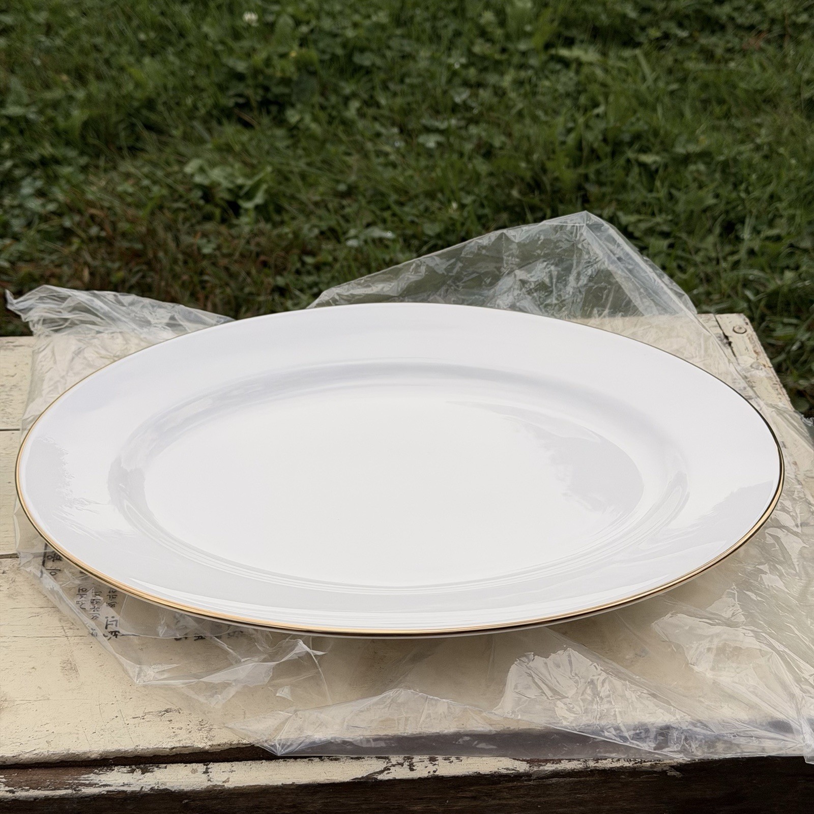 Lenox Federal Gold 13.5” Oval Serving Platter Gold Rim Made in USA Kinston NC