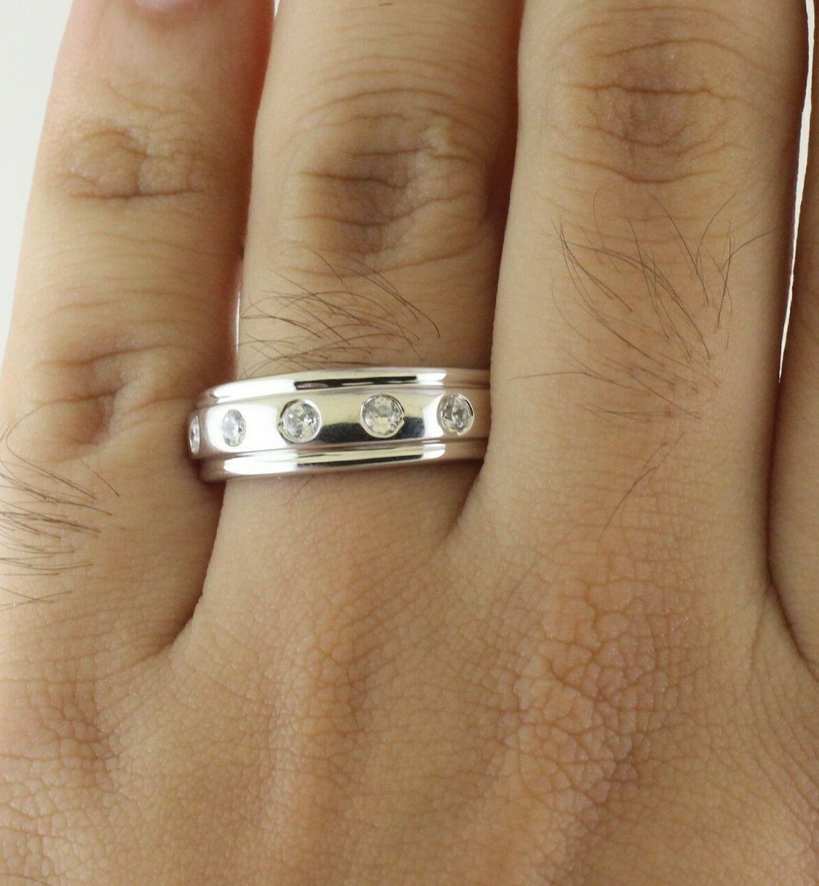 1/4 CT REAL DIAMOND FIVE STONE WEDDING ENGAGEMENT MENS BAND RING 14K GOLD 