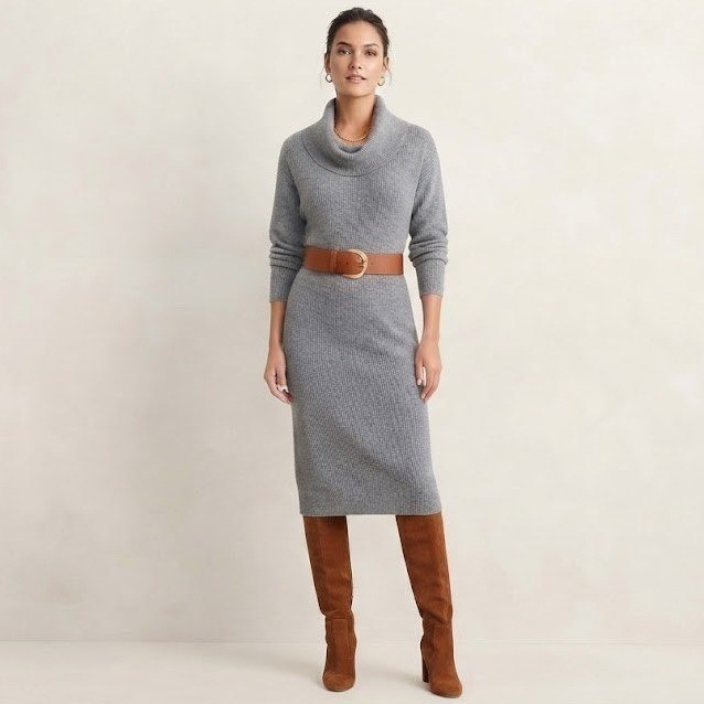 Express Gray Cowl Neck XL Ribbed Knit Midi Sweater Dress Dolman Sleeve NWT