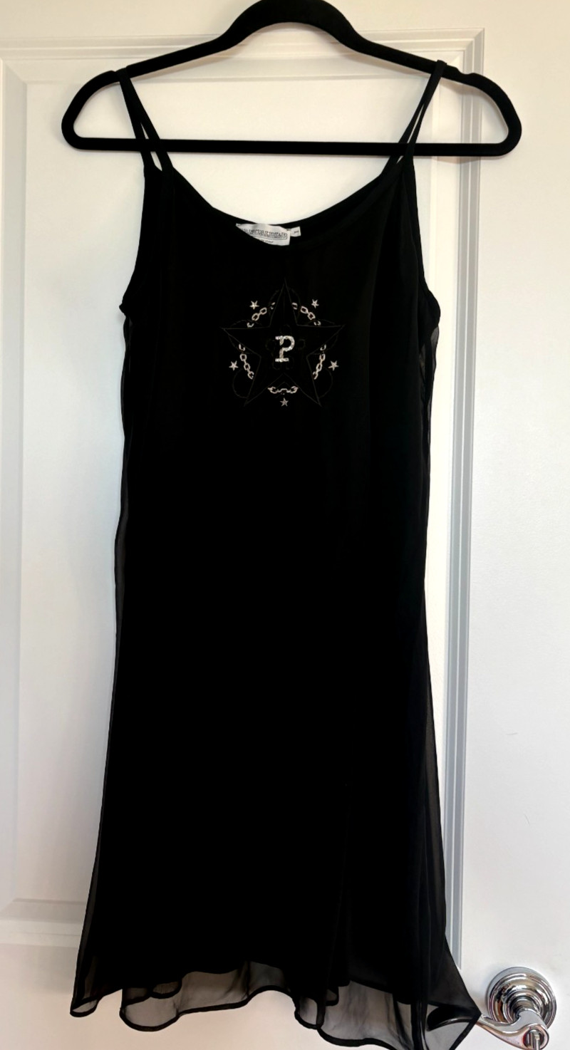 Pancaldi & B Vintage Black Sheer Overlay Slip Dress Made in Italy - Size I Pancaldi & B Vintage Black Sheer Overlay Slip Dress Made in Italy - Size I
