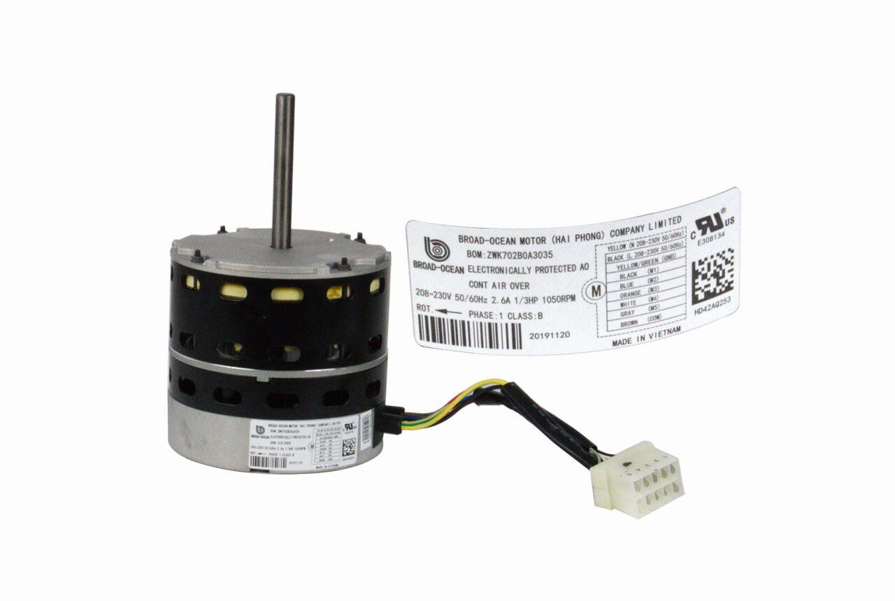 New Carrier HD42AQ253 Blower Motor, 208-230V, 50/60HZ, 1050RPM, 1/3HP Fan Motor New Carrier HD42AQ253 Blower Motor, 208-230V, 50/60HZ, 1050RPM, 1/3HP Fan Motor