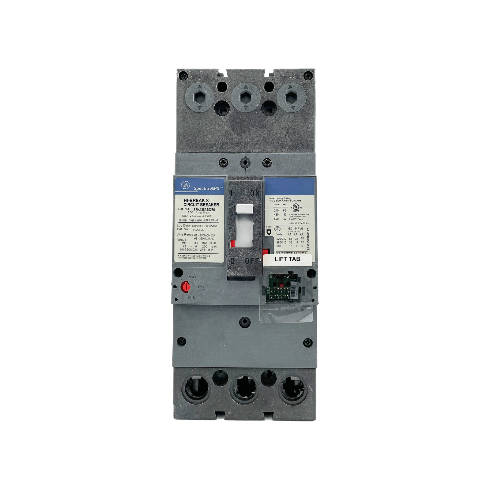 NIB - GE - SFHA36AT0250 - Molded Case Circuit Breaker - 250A, 3-Phases, 600V