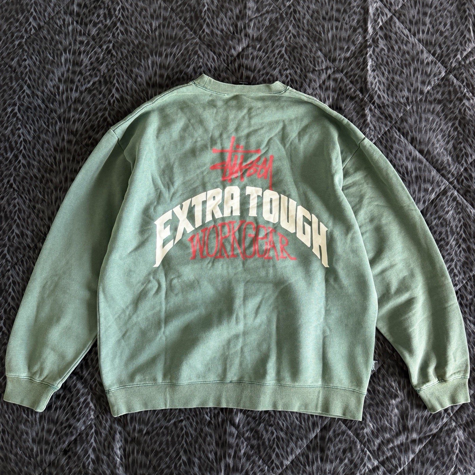 Stussy AU Extra Tough Workgear Heavyweight Garment Dyed Crewneck Green Size: M Stussy AU Extra Tough Workgear Heavyweight Garment Dyed Crewneck Green Size: M