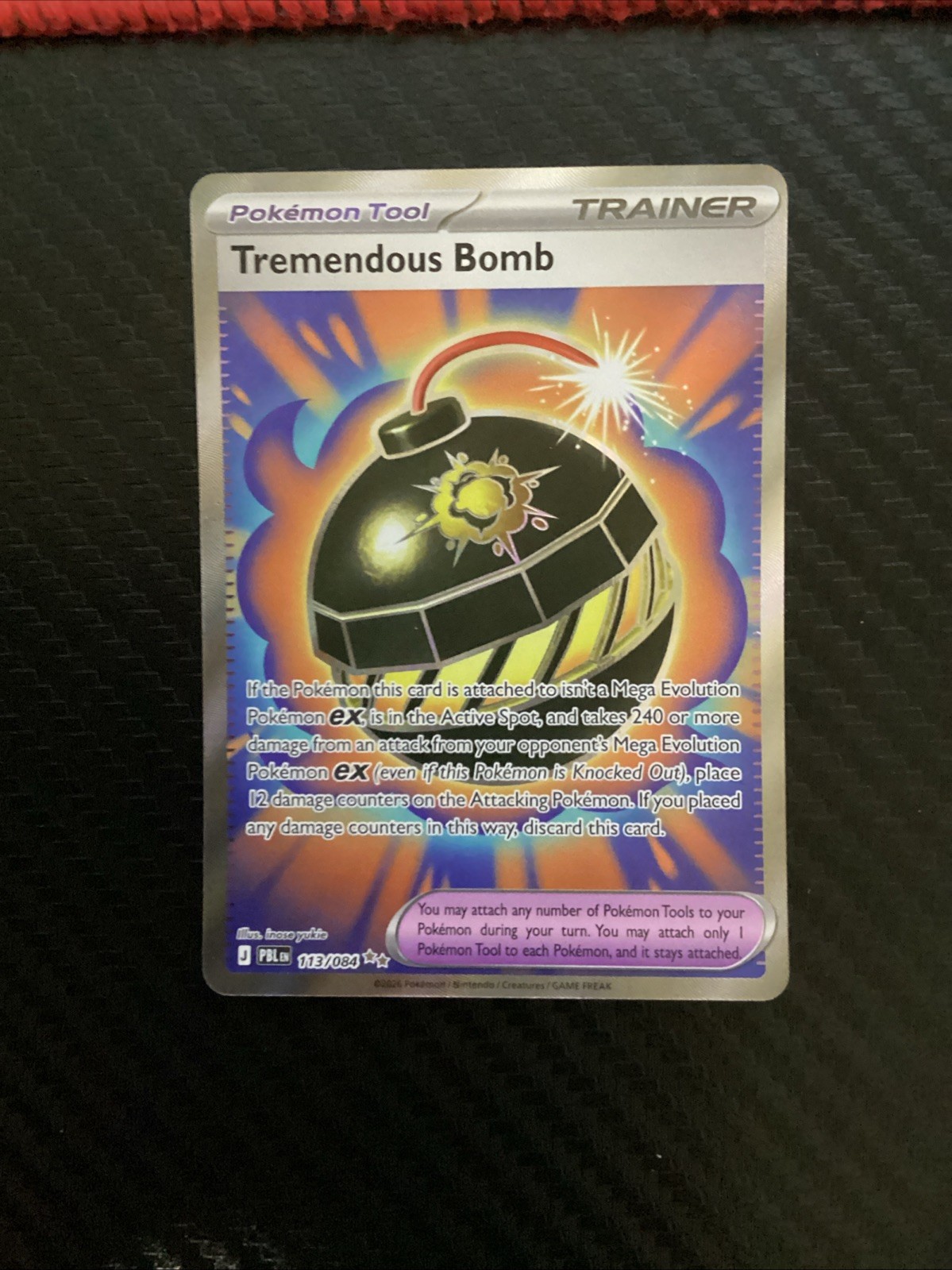 Tremendous Bomb Holo Ultra Rare ME05: Pitch Black 113/084 NM Tremendous Bomb Holo Ultra Rare ME05: Pitch Black 113/084 NM