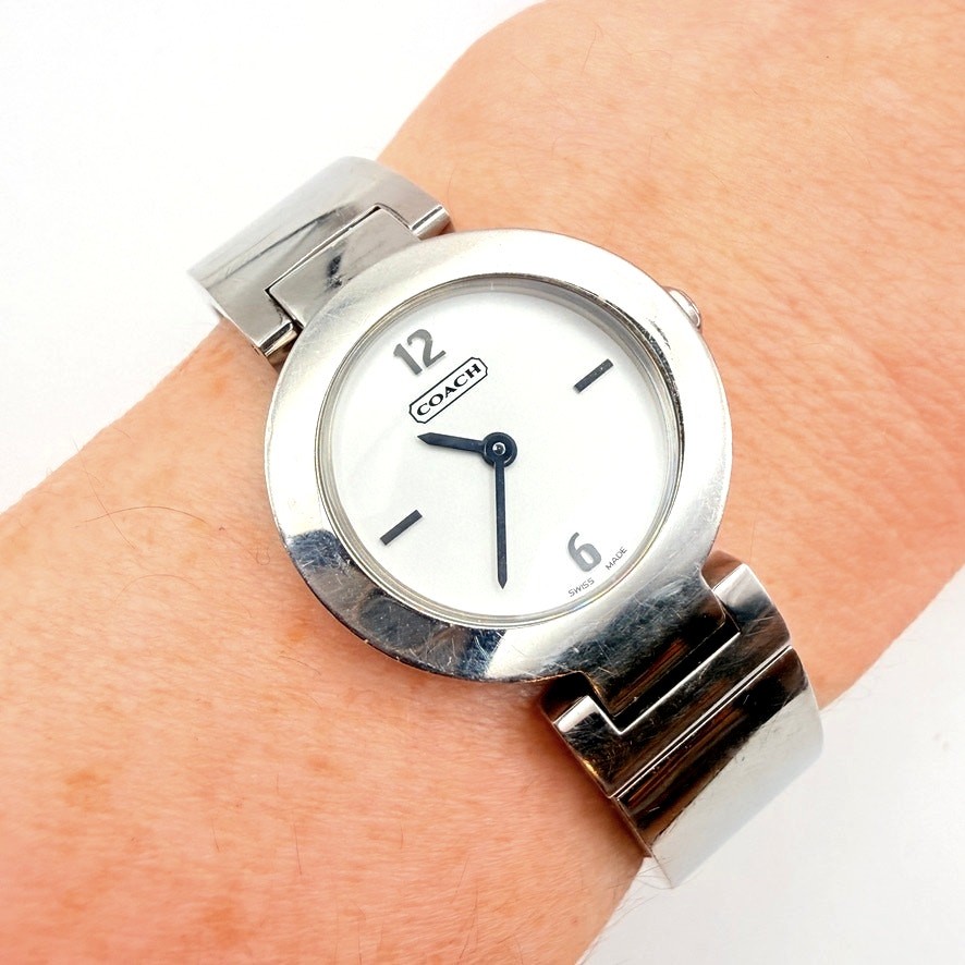 Vintage Coach Womens Mercer Stainless Steel Watch Swiss 0185 New Battery Running
