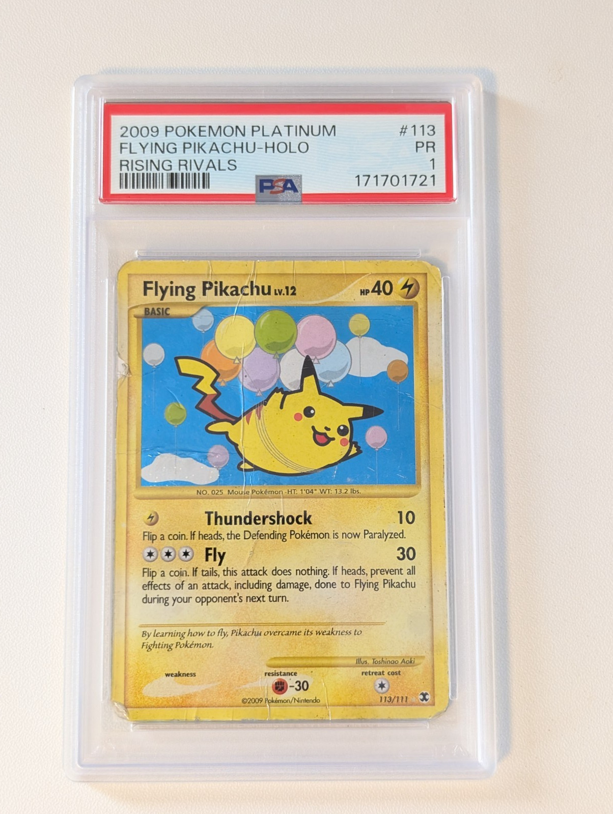 2009 Pokemon Platinum Rising Rivals PSA 1 Flying Pikachu Holo #113 FRESH SLAB 2009 Pokemon Platinum Rising Rivals PSA 1 Flying Pikachu Holo #113 FRESH SLAB