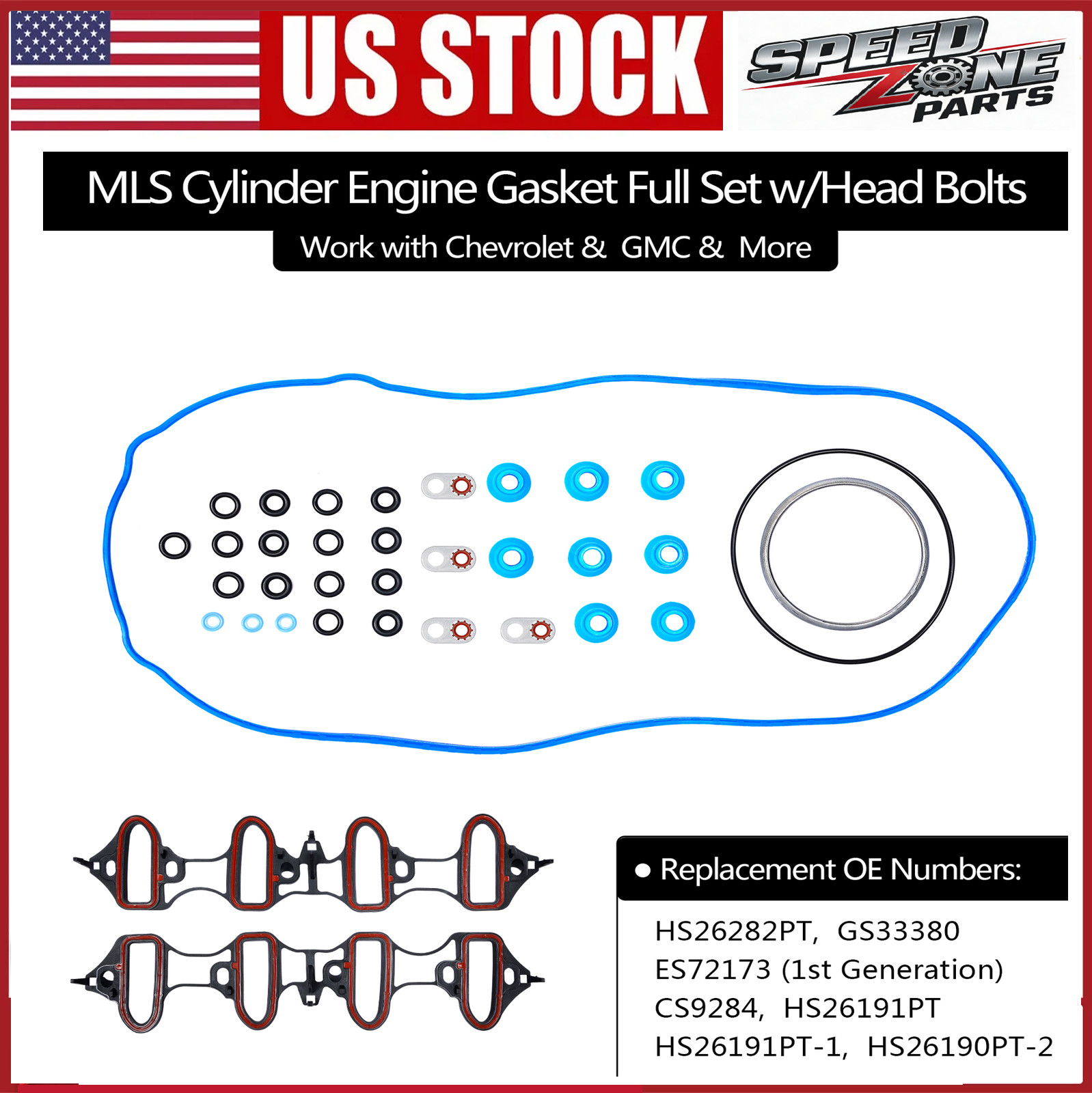 Head Full Gasket Set w/ Cylinder Bolts For Chevy Silverado GMC Sierra 4.8L 5.3L