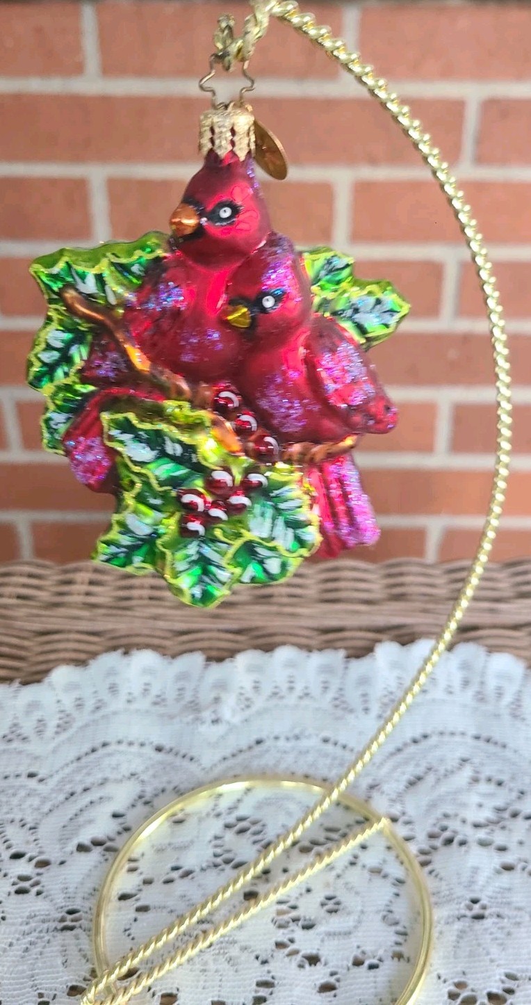 VTG 2002 Christopher Radko REGAL RED BIRDS Christmas Ornament Rare VTG 2002 Christopher Radko REGAL RED BIRDS Christmas Ornament Rare