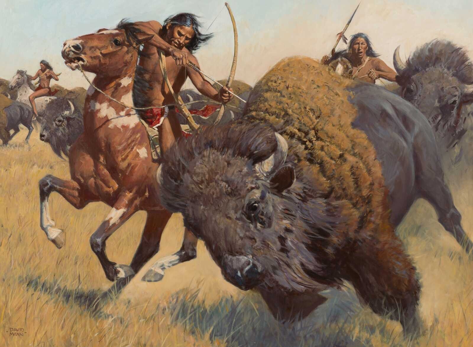 David Mann - Buffalo Hunt Western Art Print