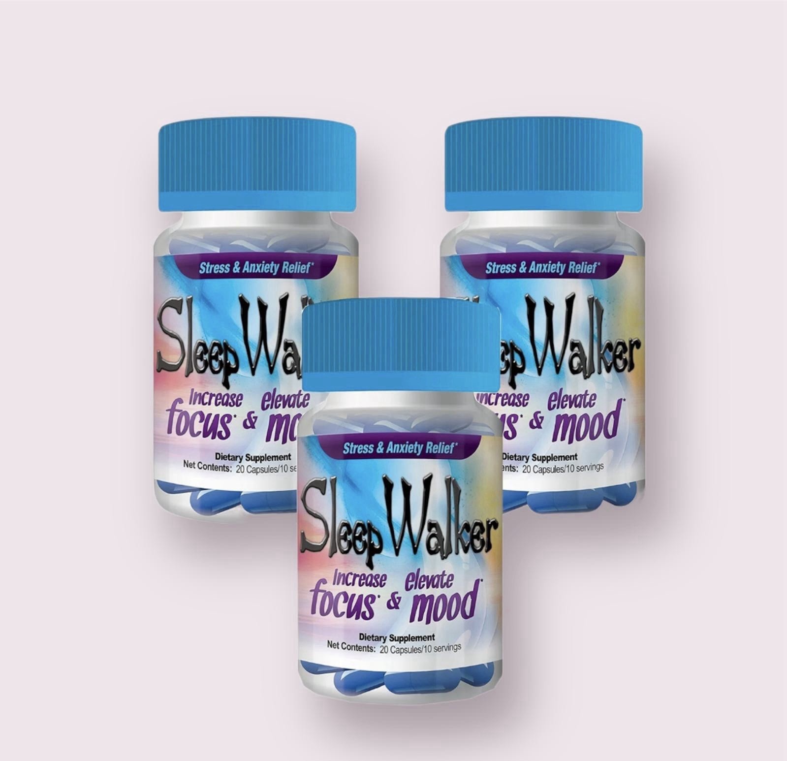 Sleepwalker 20ct 3 Bottles Focus Increase Mood Enhancer SEALED BOTTLE Sleepwalker 20ct 3 Bottles Focus Increase Mood Enhancer SEALED BOTTLE