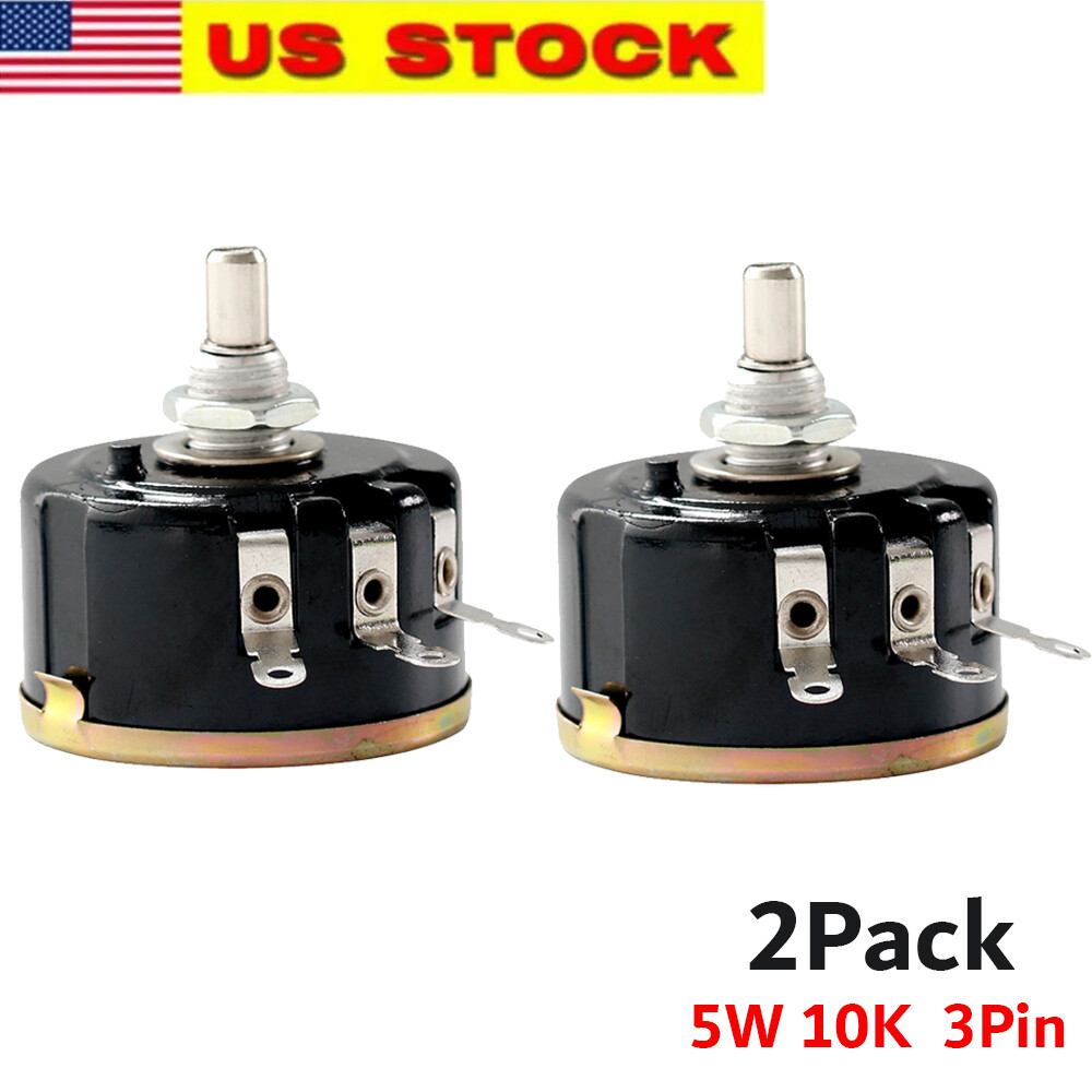 2PC 5W 10K Ohm Variable Resistor 3 Pin Wire Wound Potentiometer WX112(050) 2PC 5W 10K Ohm Variable Resistor 3 Pin Wire Wound Potentiometer WX112(050)