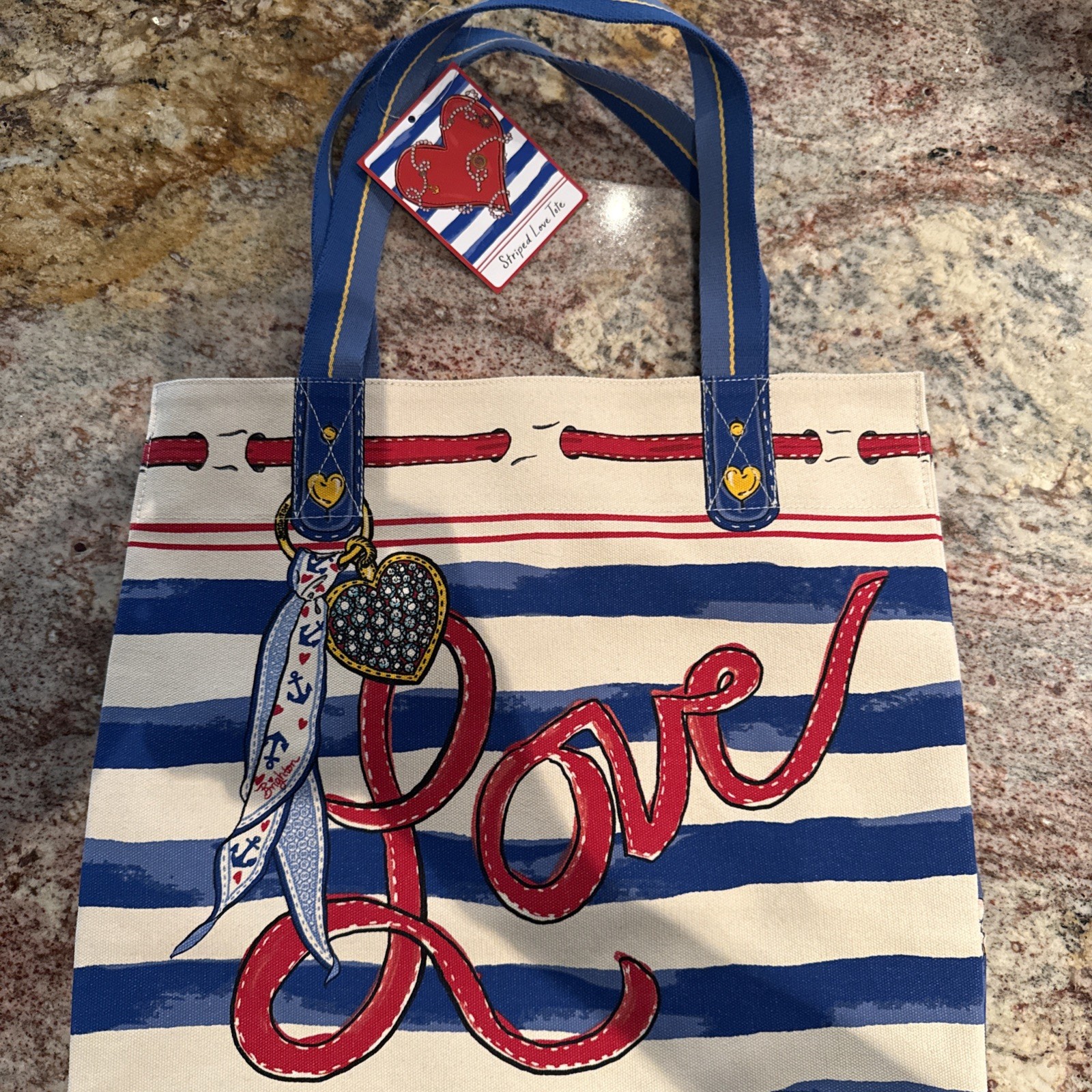 Brighton LOVE Striped Love Canvas Tote, Brand NWT  New 