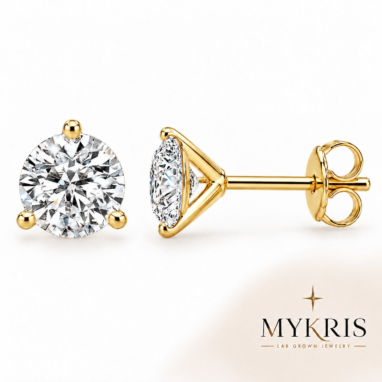 MYKRIS Lab Grown Diamond Stud Earring 1-10 CTTW 14K Gold; Martini : $390-$2,890