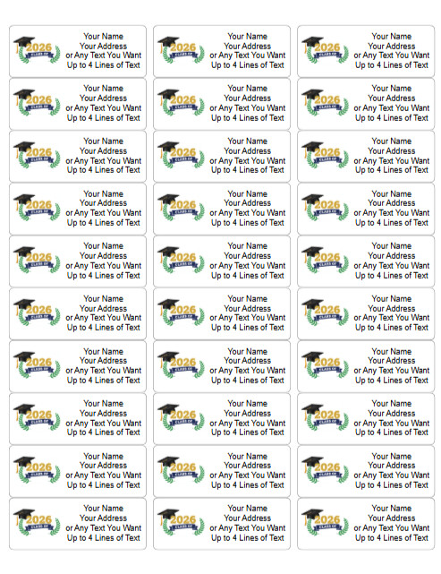 60 Personalized Class of 2026 Graduation Address Labels Custom School Senior