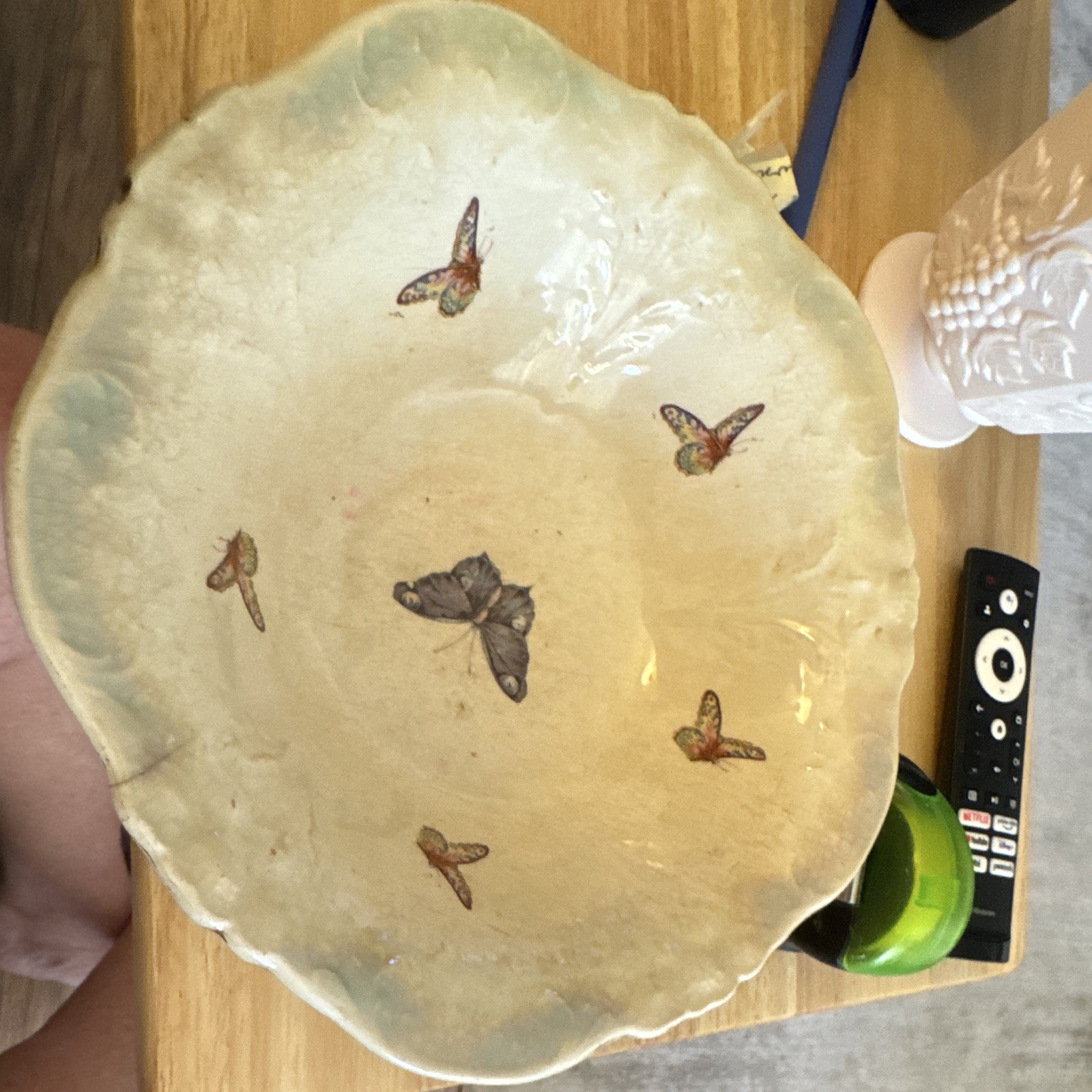 Antique Dresden China Butterfly Serving Bowl From The 1900’ To The 1920’s