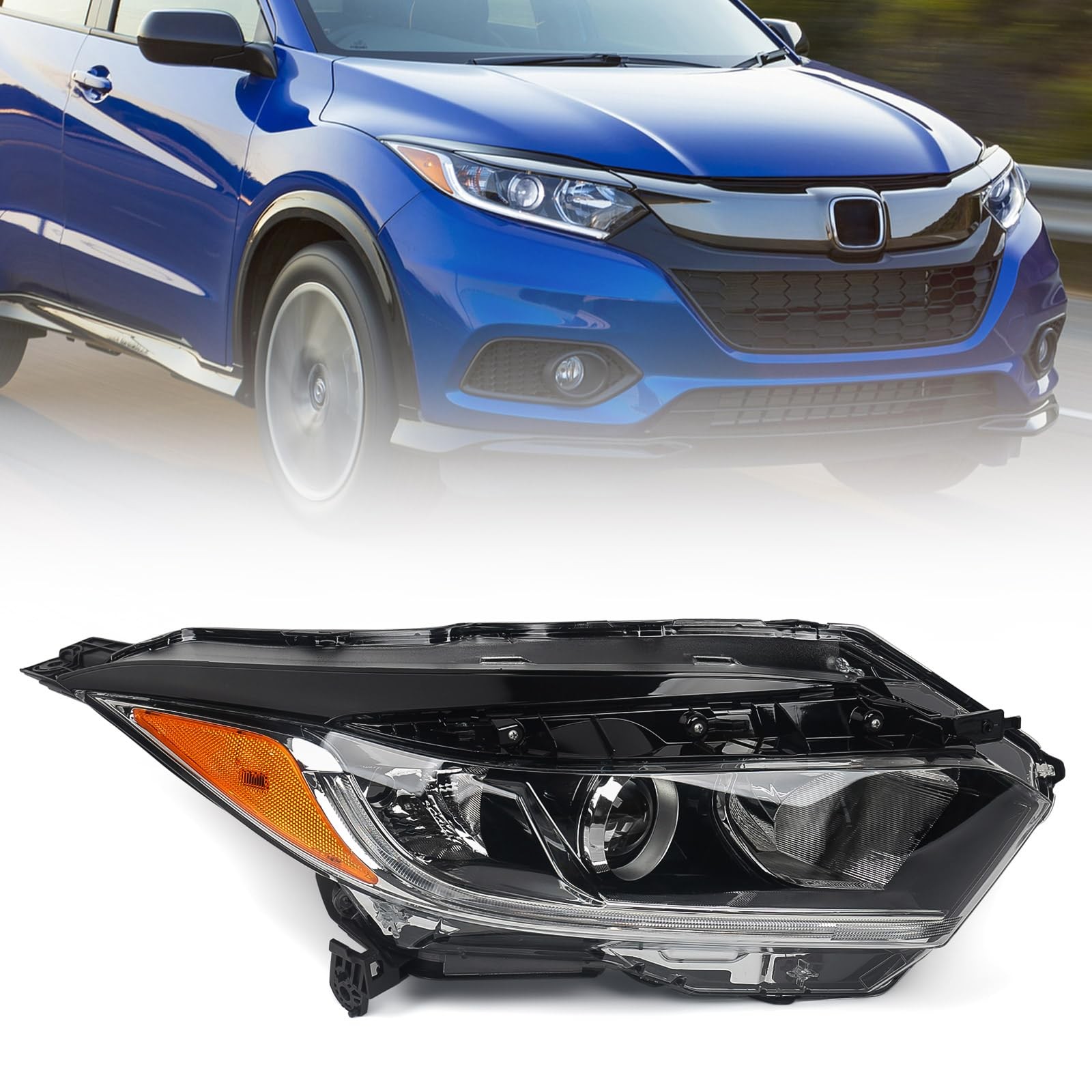 Huray Right Headlight Assembly for Honda HRV 2019-2022 Passenger Side