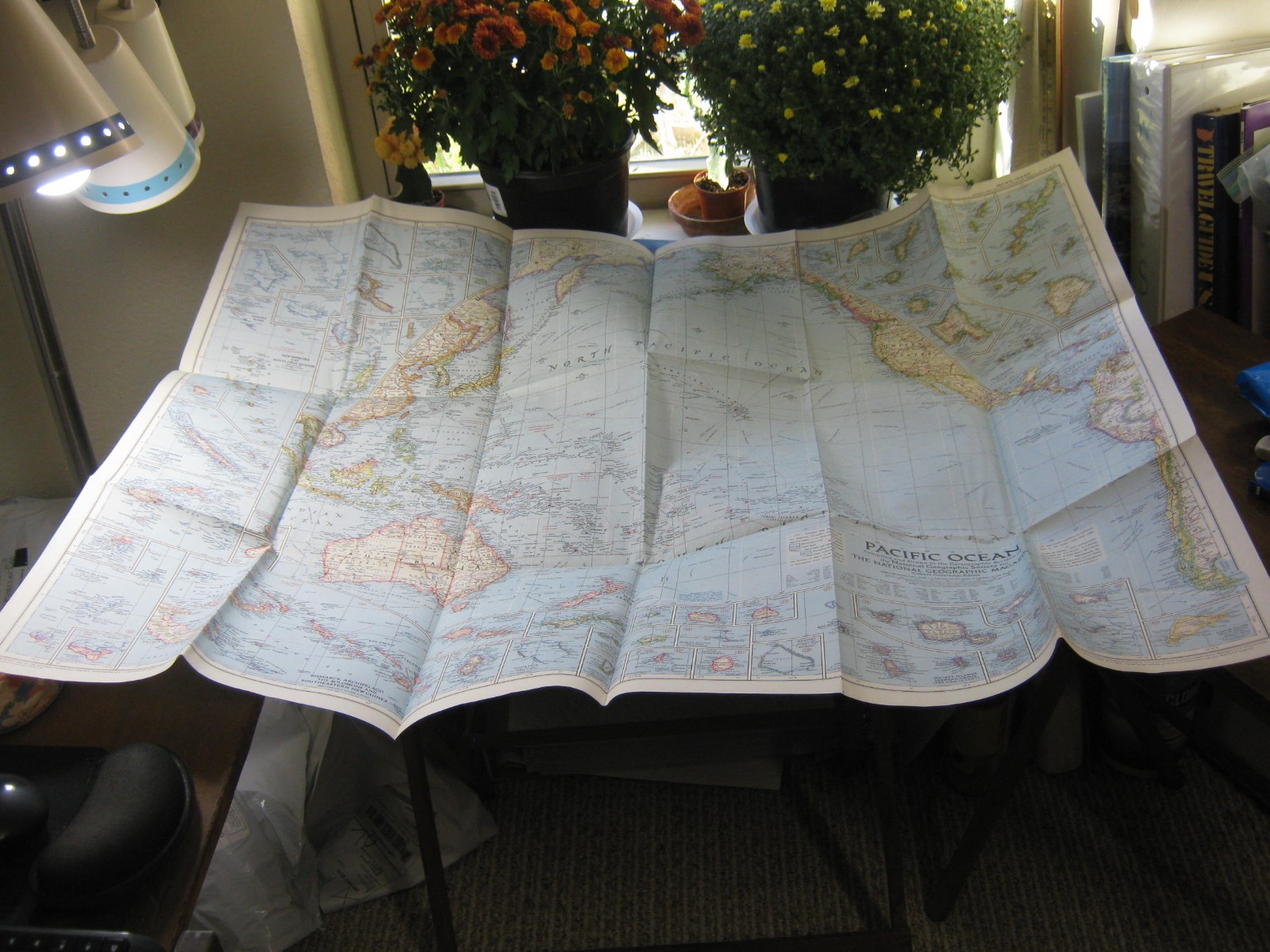 VINTAGE PACIFIC OCEAN MAP National Geographic December 1952