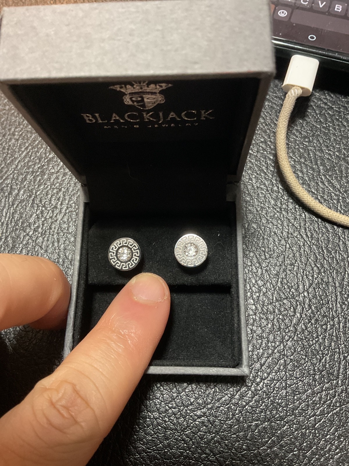 black jack mens earrings screw backs