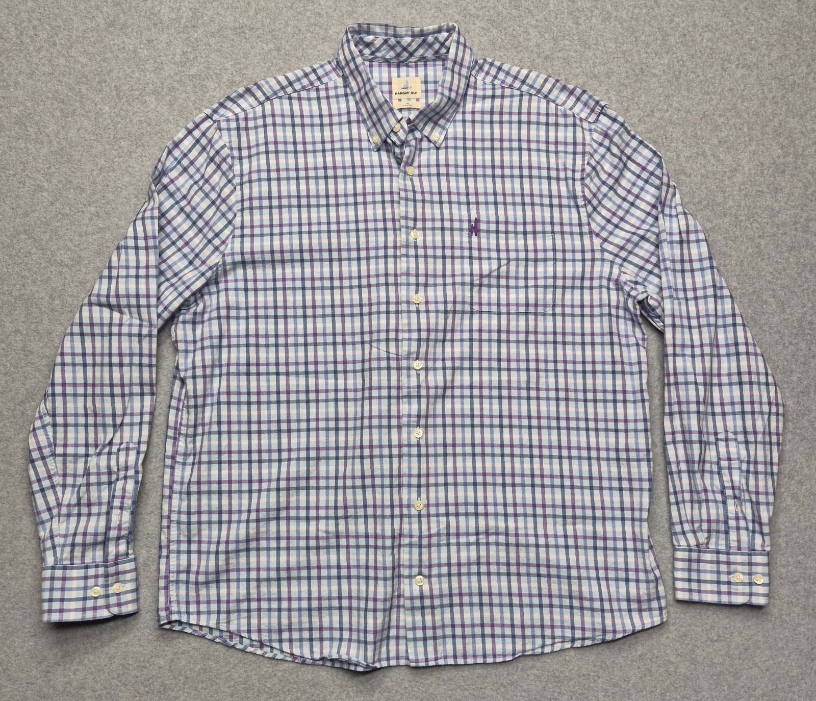 Johnnie-O Shirt Mens XL Hangin Out Plaid Long Sleeve Button Down Preppy Golf
