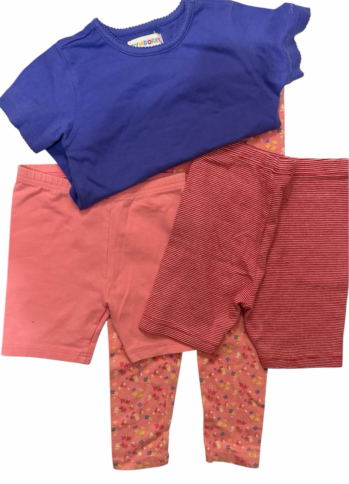 Vtg 1998 Gymboree Rainbow Tag L 4/5Y 4pc Lot Bike Shorts Tee Leggings Floral