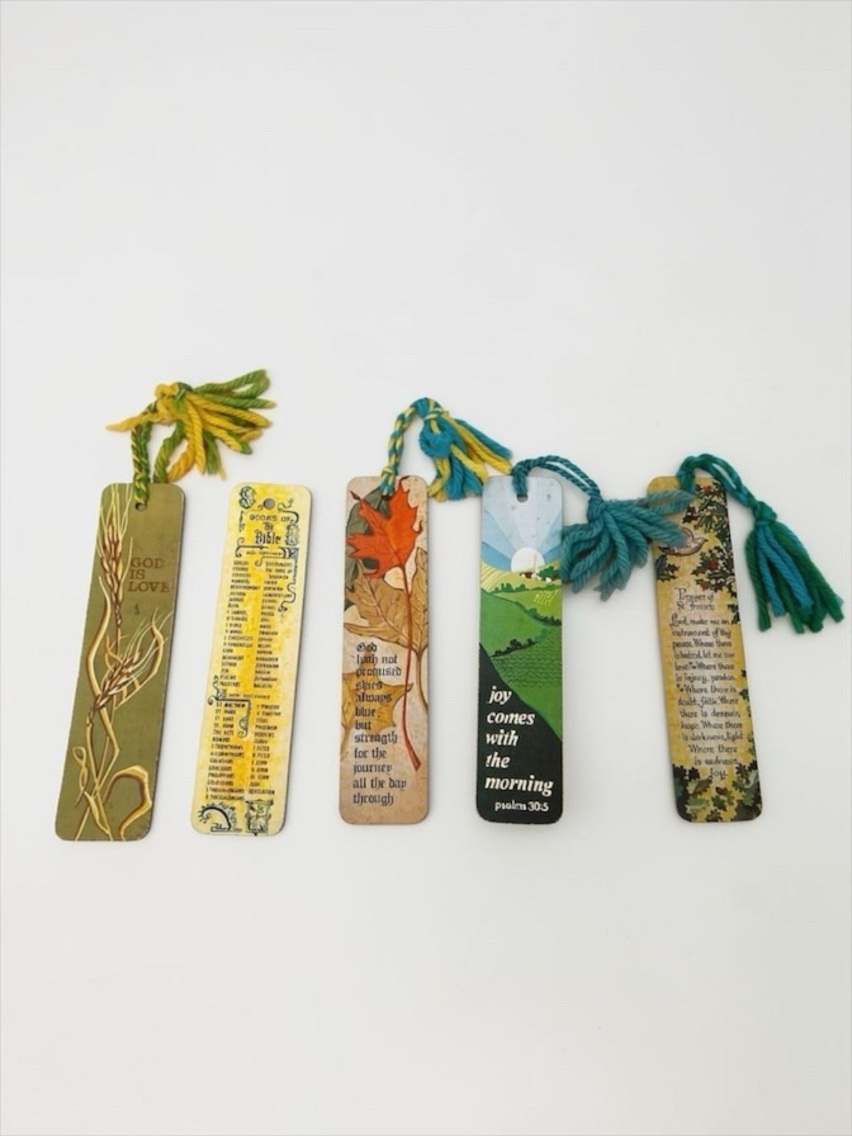VTG 1972 1973 Antioch Bookmark Lot 5 God Is Love Bible St Francis Prayer USA