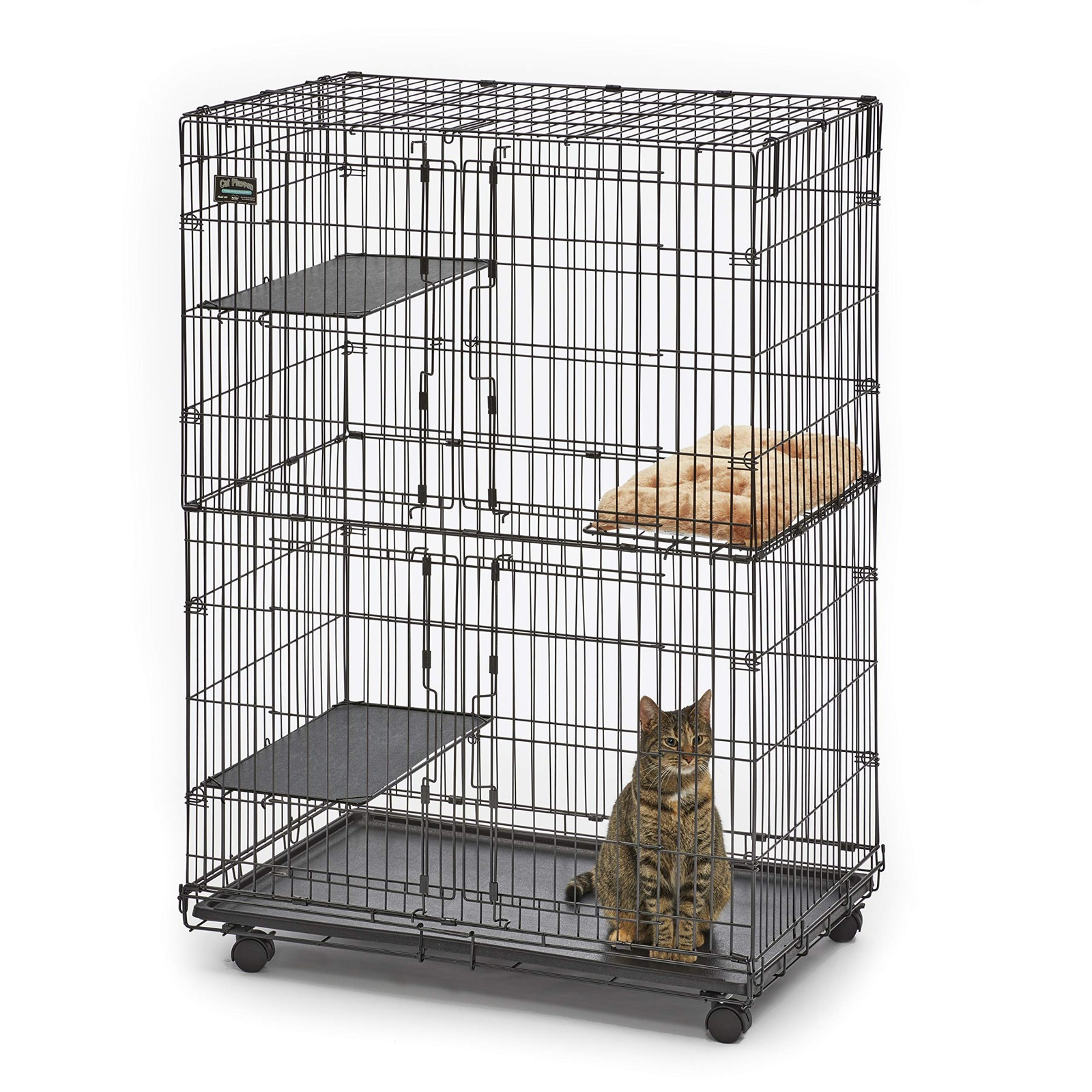 MidWest Homes for Pets Folding Metal Indoor Cat Playpen, Cage Includes Locking W
