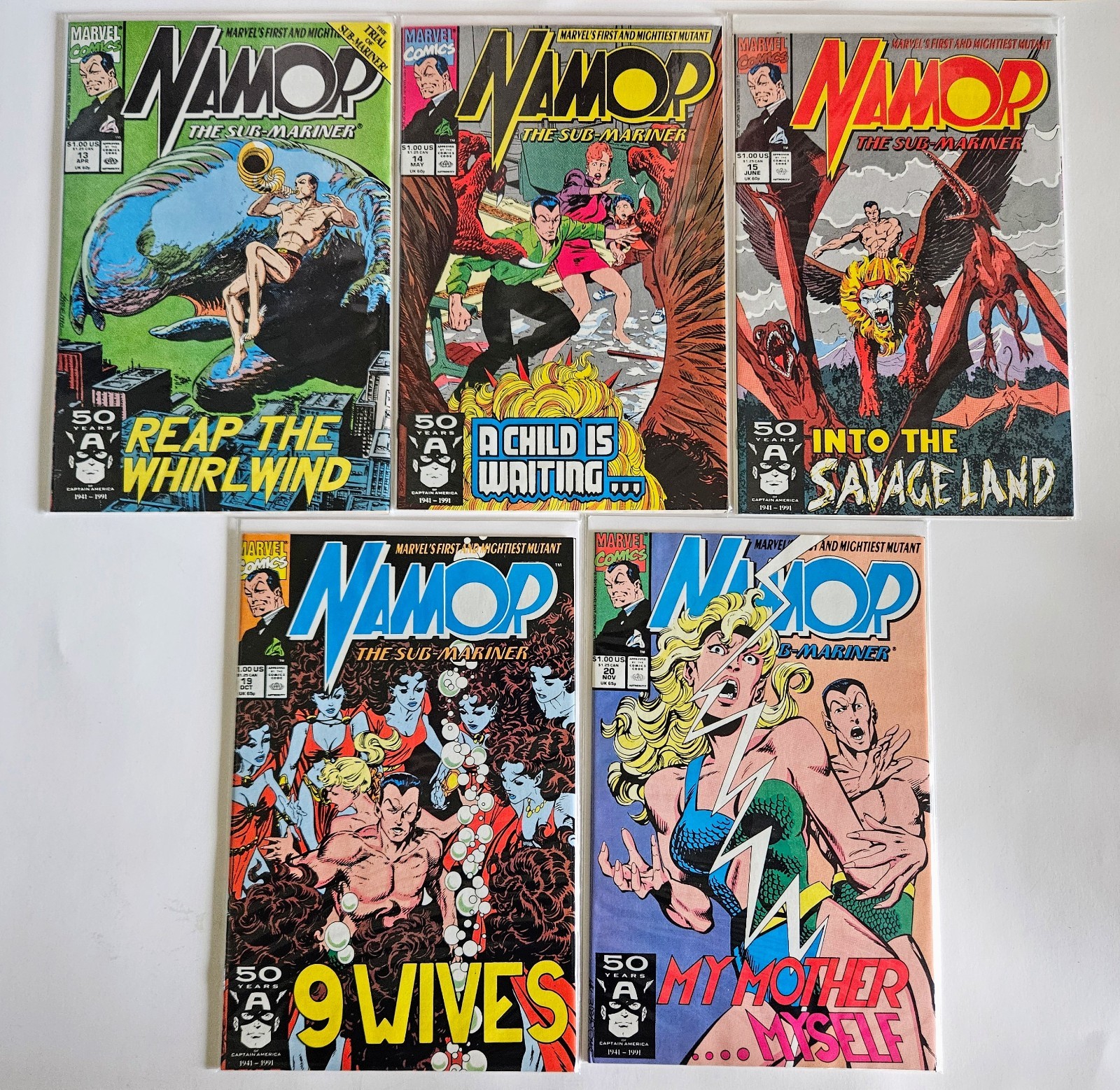 5 Namor The Submariner Comic Books, Includes Issues 13-15, 19, & 20 Marvel VF/NM 5 Namor The Submariner Comic Books, Includes Issues 13-15, 19, & 20 Marvel VF/NM