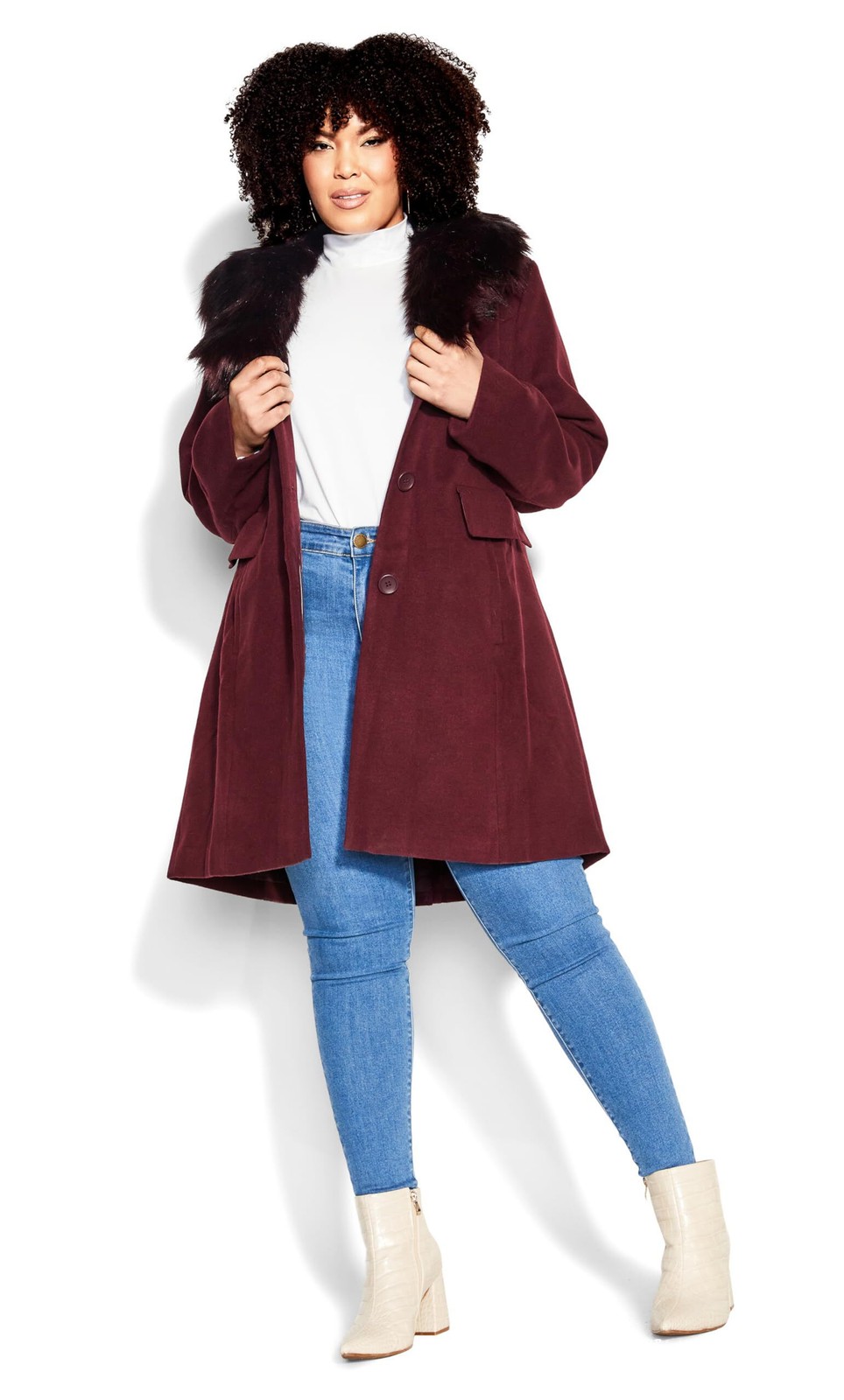 Avenue Women\'s Plus Size Coat - Faux Wool Long, 26-28