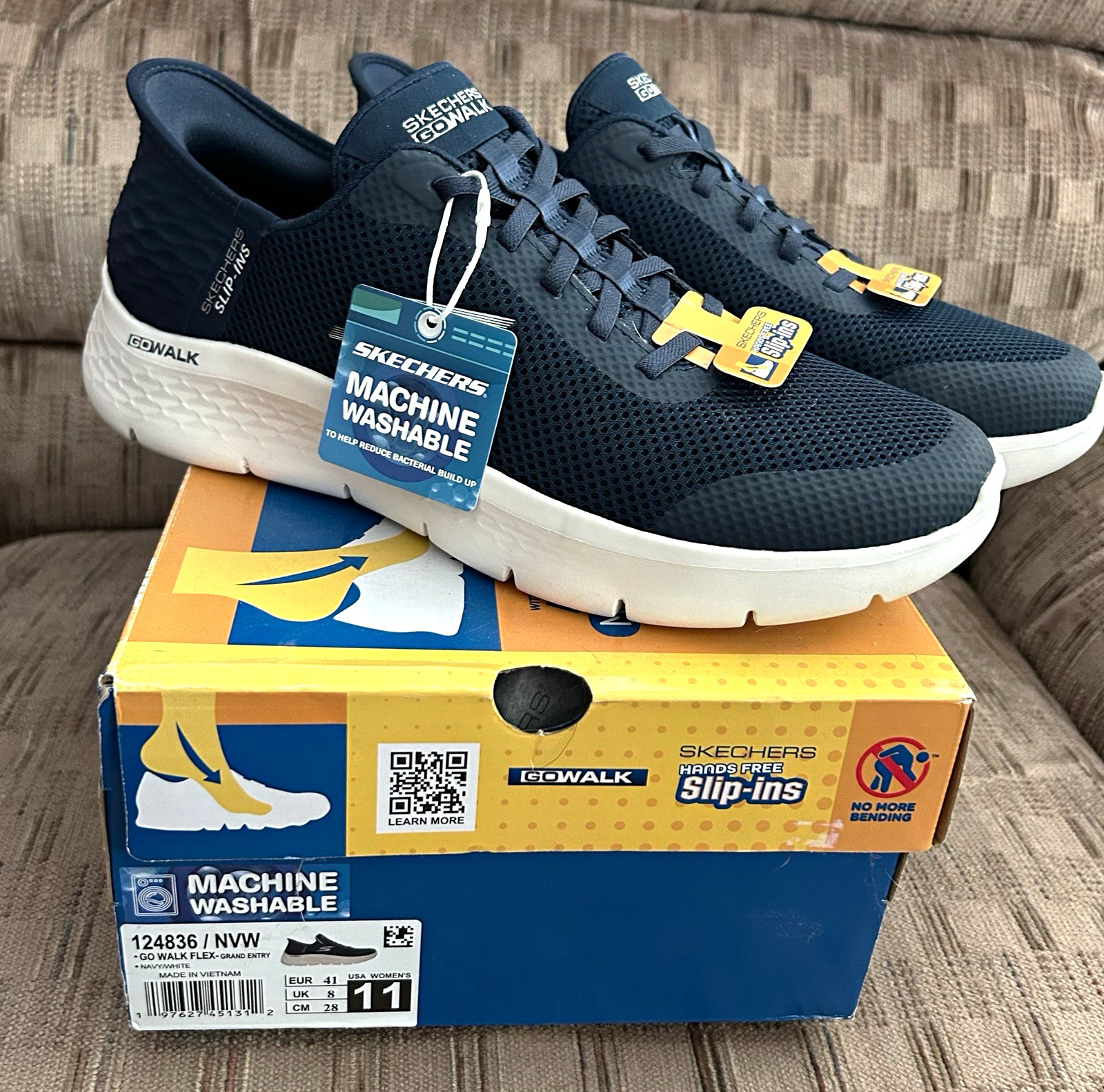 SKECHERS GOwalk Flex Grand Entry Slip-ins Machine Washable Navy/White 11 SKECHERS GOwalk Flex Grand Entry Slip-ins Machine Washable Navy/White 11
